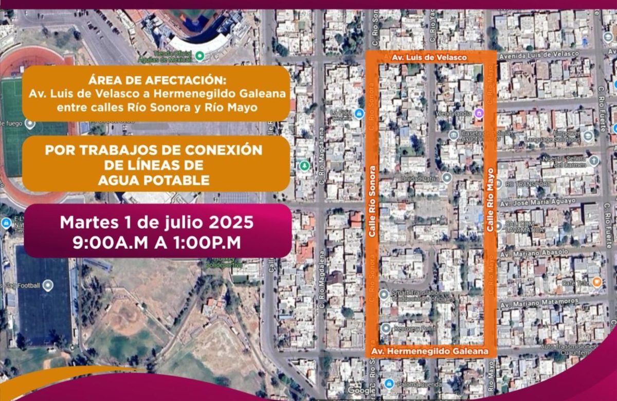 CESPM anuncia cierre temporal de agua potable en fraccionamientos Unidad Patria y Las Fuentes