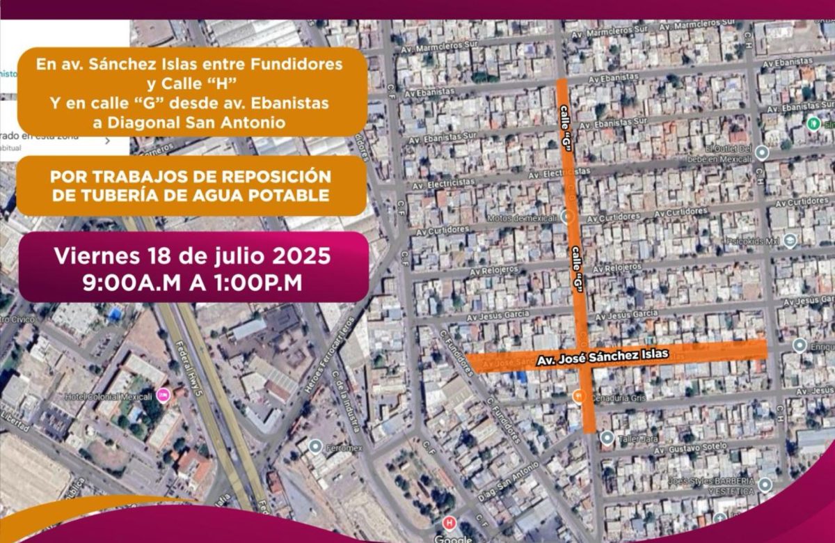 Anuncian cierre temporal de agua en colonia libertad por trabajos de reposición de tubería