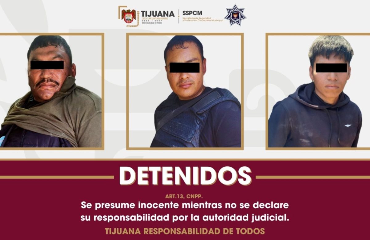 Detiene Policía Municipal de Tijuana a tres personas por portación de arma de fuego tras riña en zona de invasión del Cerro Colorado