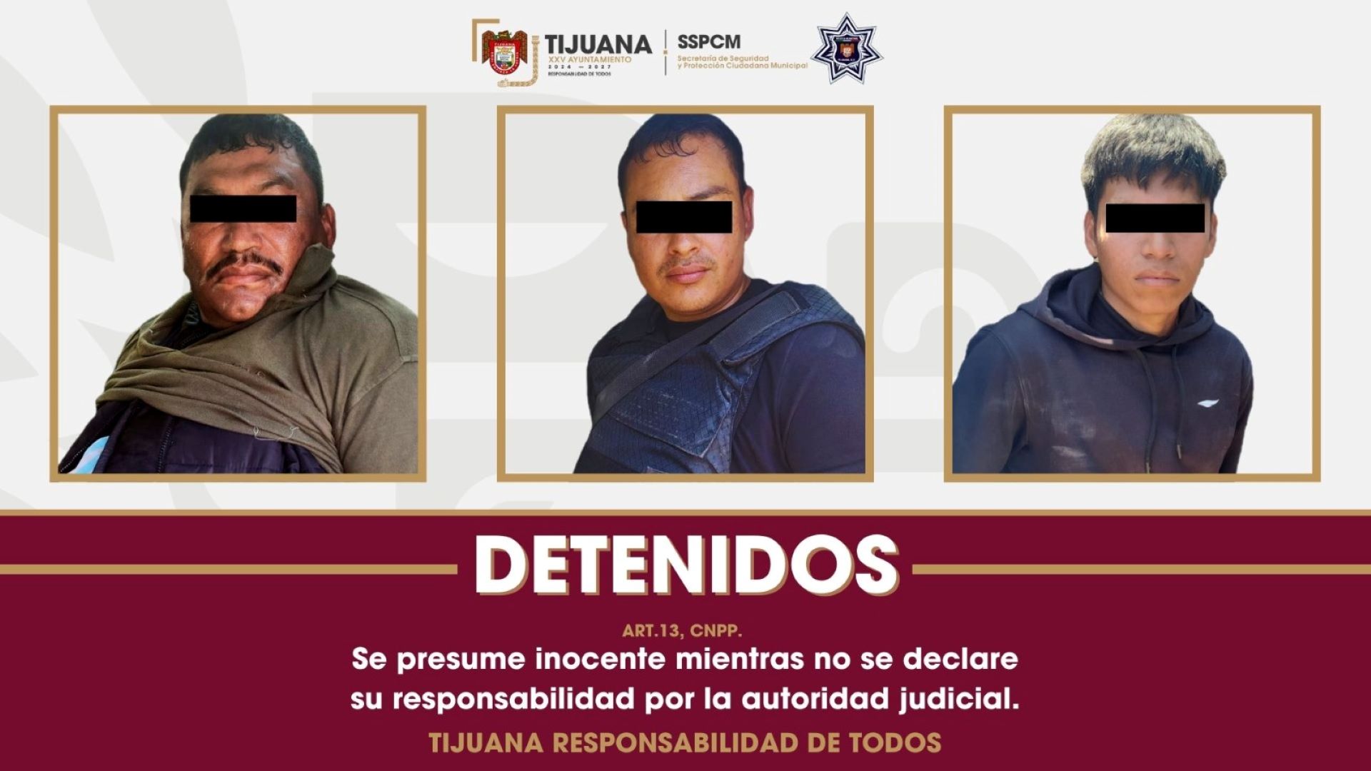 Detiene Policía Municipal de Tijuana a tres personas por portación de arma de fuego tras riña en zona de invasión del Cerro Colorado