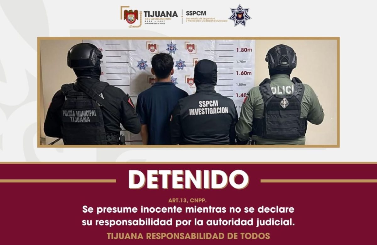Detiene Policía Municipal de Tijuana a presunto responsable de realizar detonaciones con arma de fuego en contra de elementos de la SSPCM