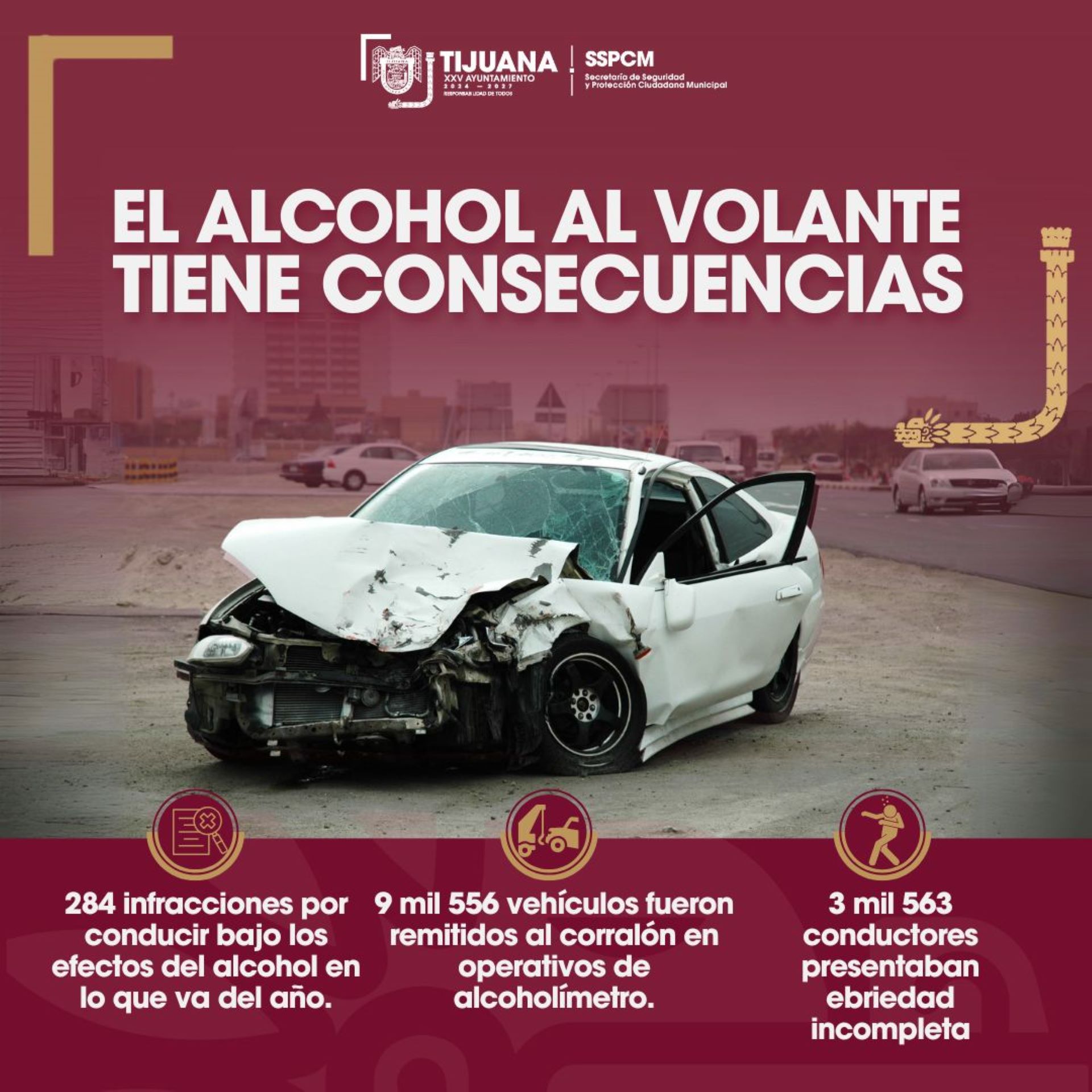 Cero tolerancia a conducir bajo los influjos del alcohol en Tijuana: SSPCM
