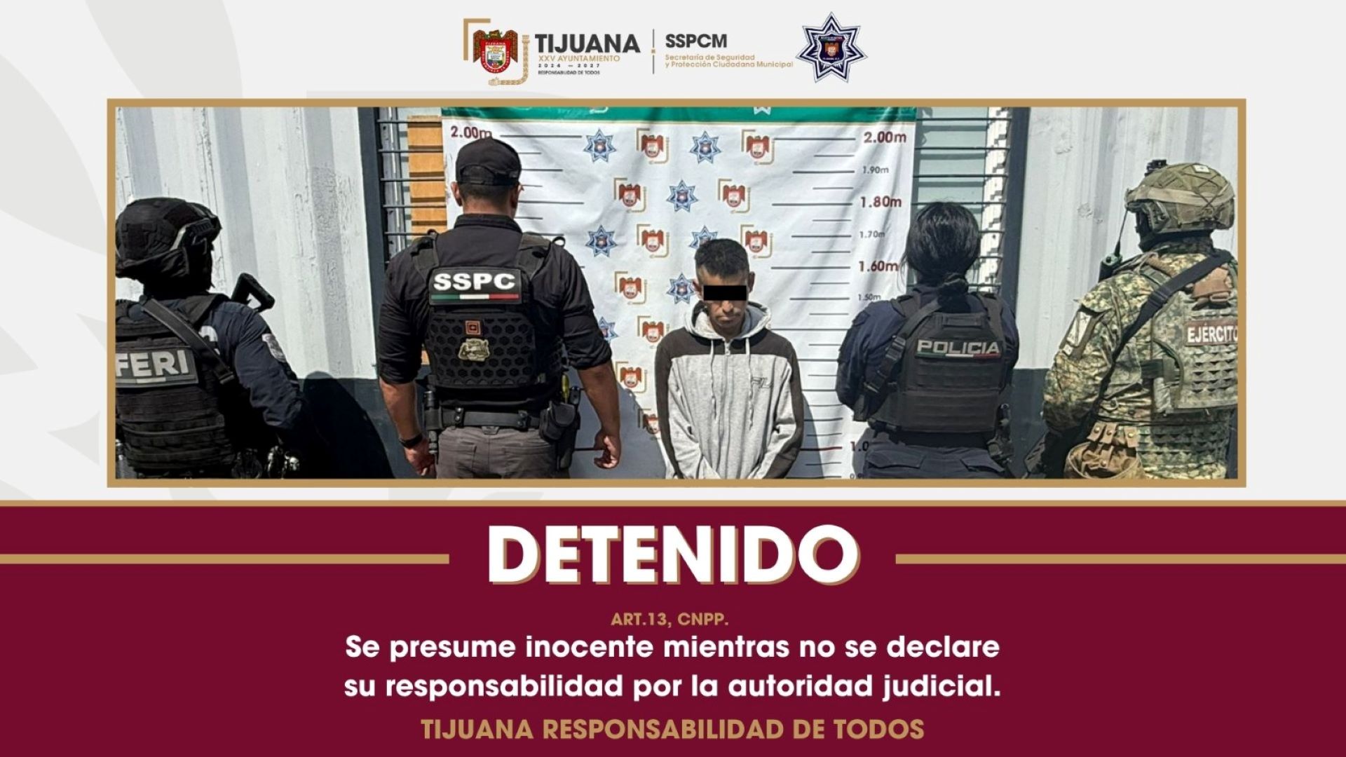 Coordinación policial permite la detención de dos sujetos por privación ilegal de la libertad  Tijuana, Baja California, a 25 de agosto de 2025.- Gracias a la oportuna denuncia ciudadana y a la coordinación entre agentes municipales y el Centro de Monitoreo, se logró la detención de dos personas señaladas por presunta participación en la agresión a un ciudadano en la colonia Zona Urbana Río Tijuana.  Mediante reporte recibido en la central de radio, se informó sobre una persona tirada y maniatada sobre la banqueta a la altura del puente peatonal de Misión de la Paz. Al arribar, oficiales localizaron a un hombre con ambas manos atadas con pedazos de tela y alambre, presentando además lesiones cortantes en extremidades superiores.  Con apoyo del monitoreo en c… [16:10, 25/8/2025] +52 1 664 359 9200: Asegura Policía Municipal en coordinación con otras corporaciones  a sujeto tras cometer asalto