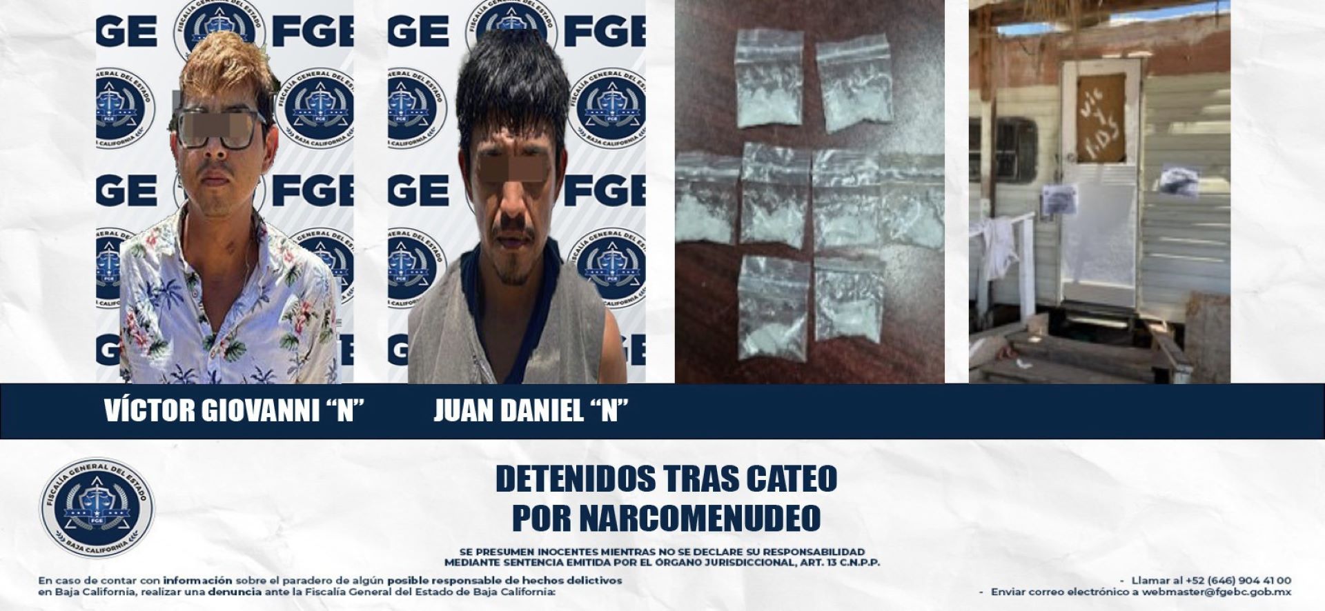Se decomisa droga y se detiene a dos presuntos narcomenudistas durante cateo