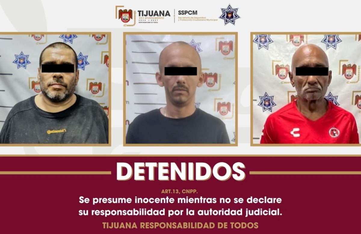 Detiene Policía Municipal de Tijuana a tres hombres por portación de arma de fuego en distintos hechos