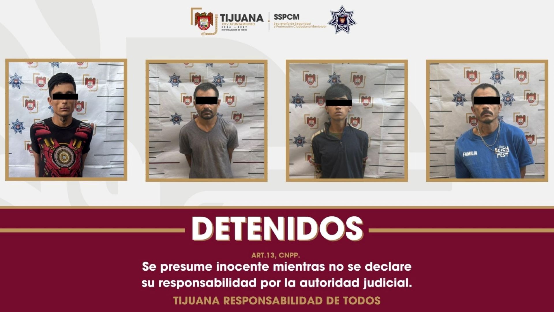Rescata Policía Municipal de Tijuana a persona privada de la libertad y asegura a cuatro presuntos responsables