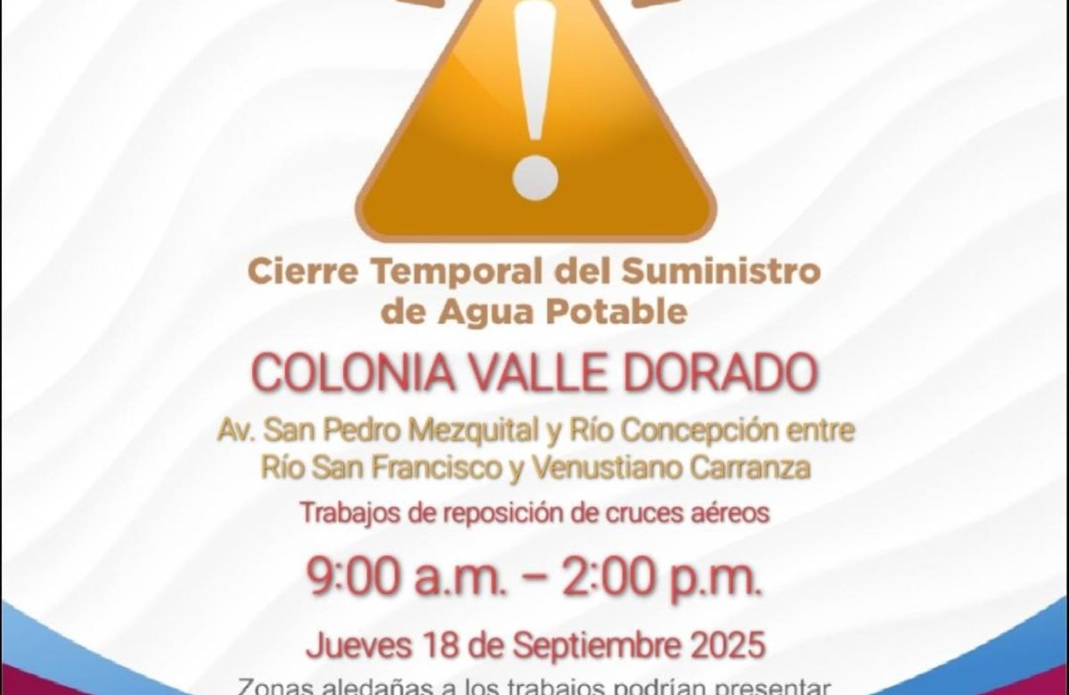 CESPM anuncia suspensión programada de agua en valle dorado por trabajos en el dren México