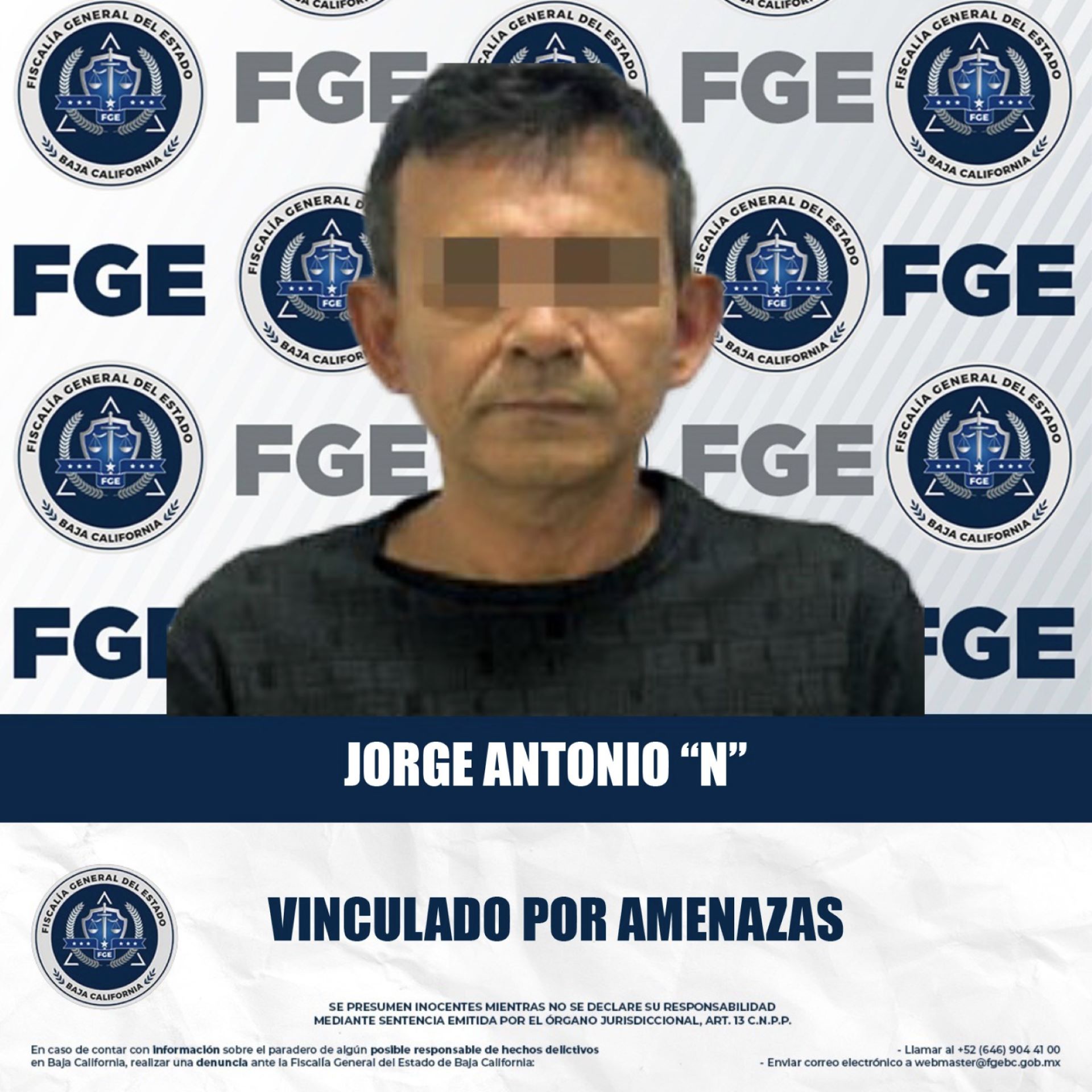 Tras las rejas, sujeto por amenazas