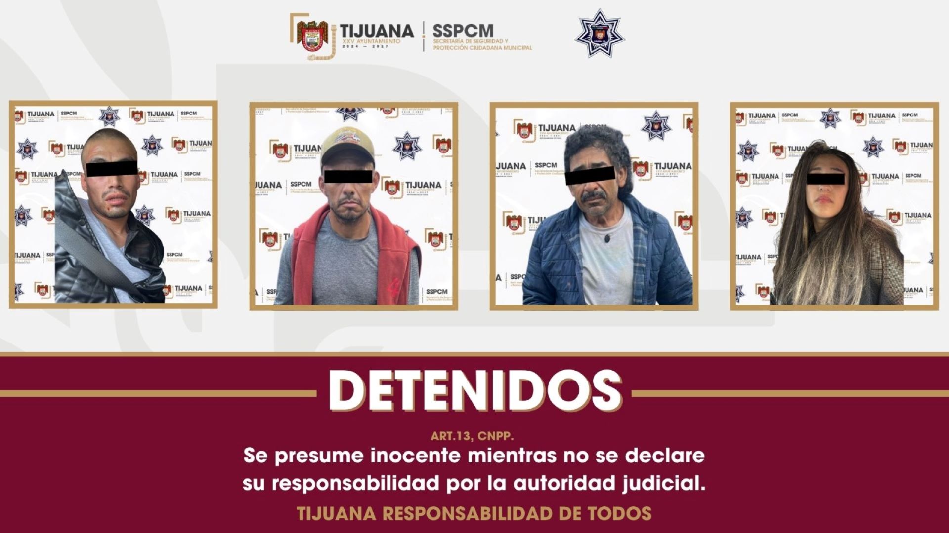 Detienen Policía Municipal de Tijuana a cuatro personas como presuntas responsables de amenazas e intento de extorsión
