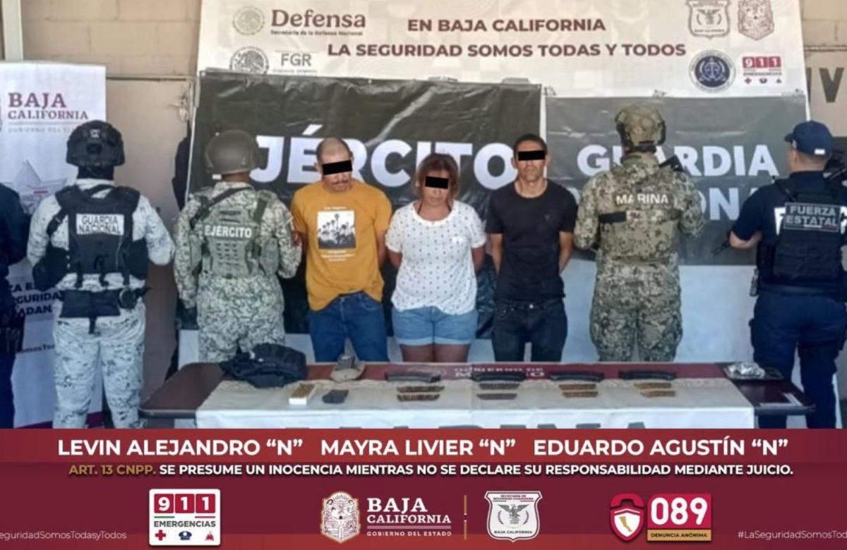 Aseguran cartuchos útiles, heroína y recuperan vehículo robado en operativo conjunto en San Felipe; tres personas son detenidas