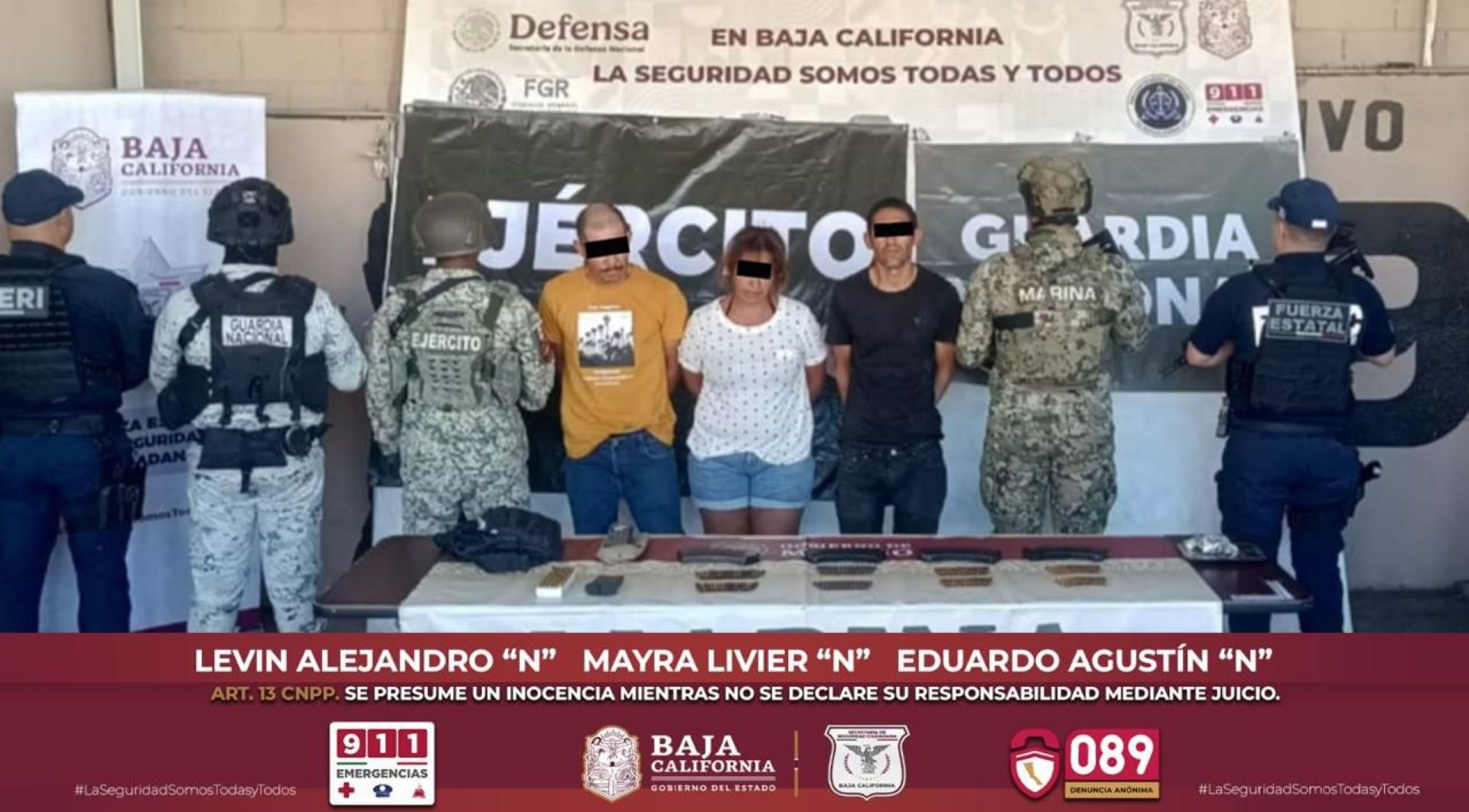 Aseguran cartuchos útiles, heroína y recuperan vehículo robado en operativo conjunto en San Felipe; tres personas son detenidas