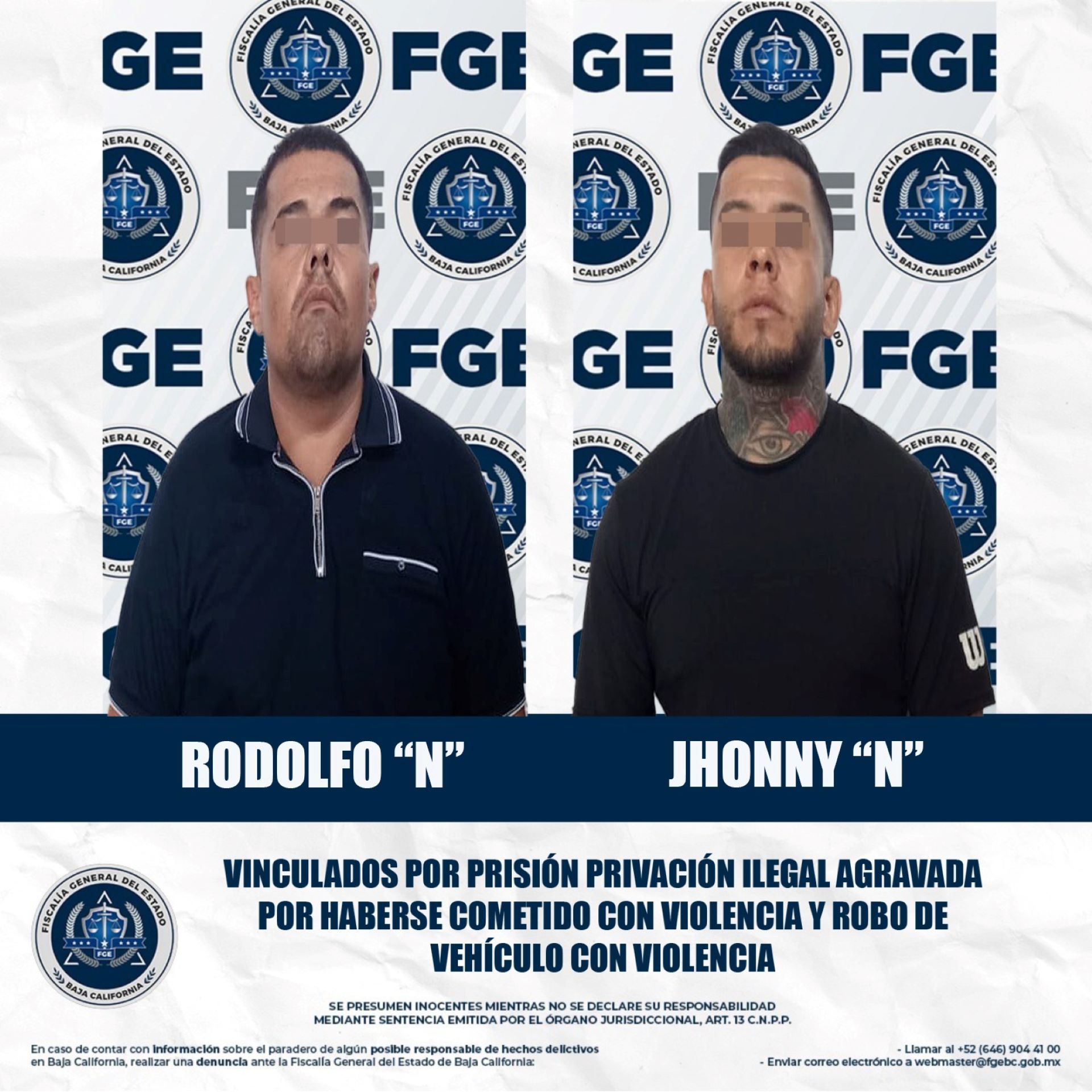 Vinculan a proceso a dos hombres imputados de privación ilegal de la libertad agravada y robo de una camioneta