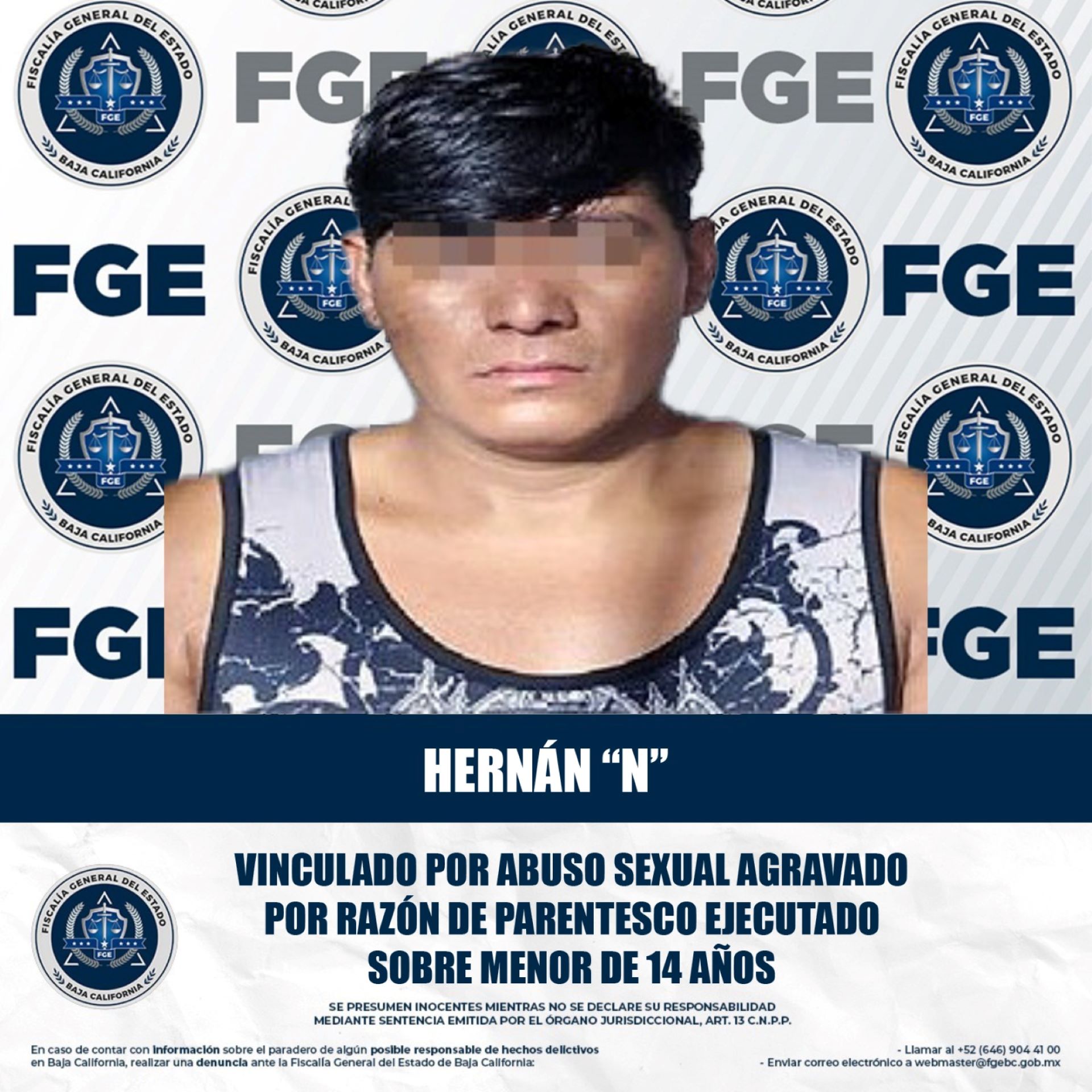 Obtiene FGE prisión preventiva para sujeto acusado de abuso sexual agravado por razón de parentesco