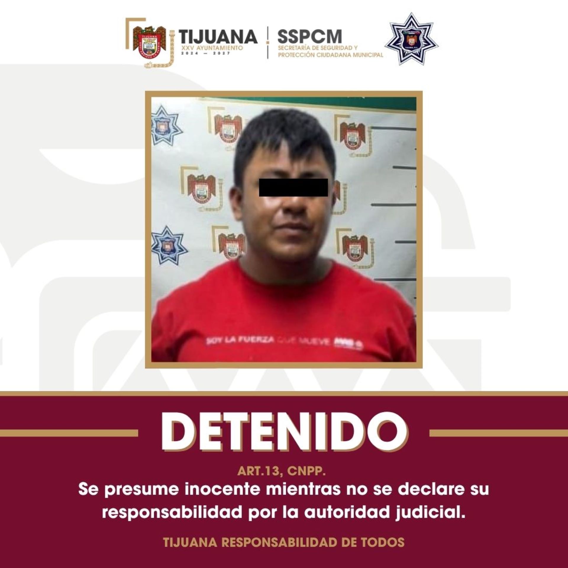 Captura Policía Municipal de Tijuana a presunto responsable de intento de asalto