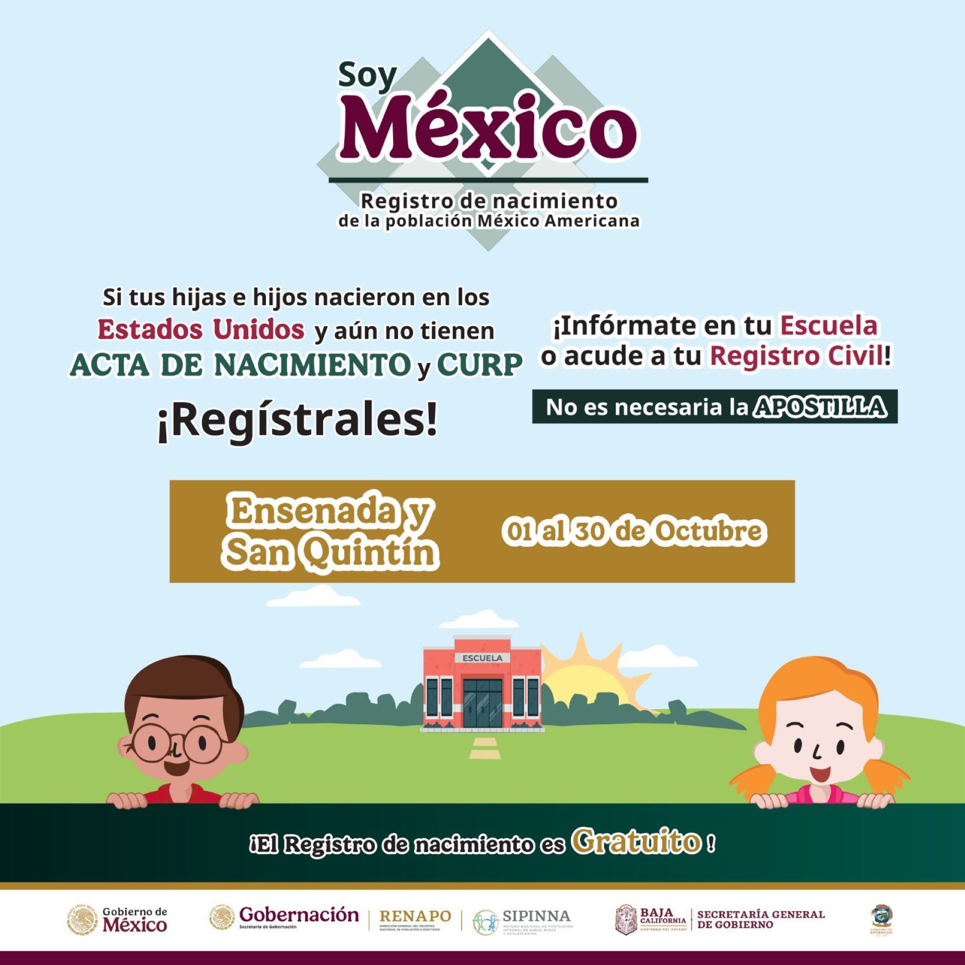 Avanza campaña “Soy México” en Ensenada y San Quintín para otorgar doble nacionalidad a niñas, niños y adolescentes