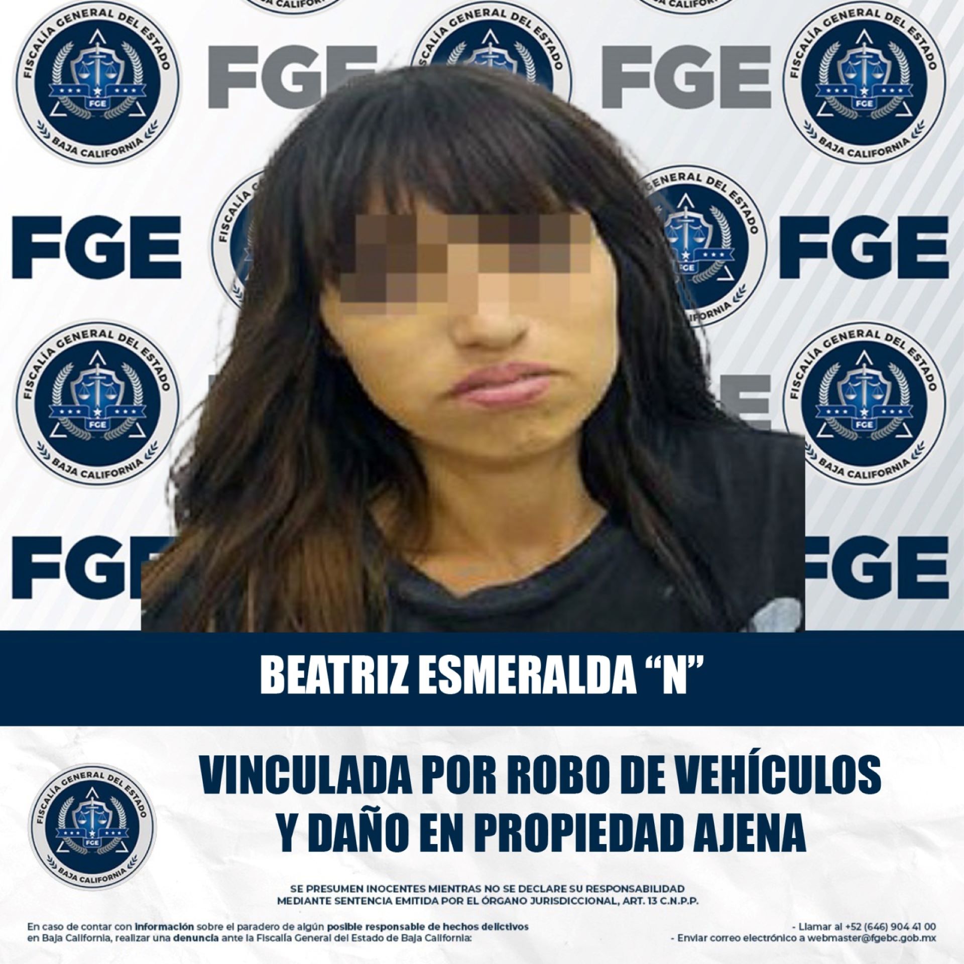 Prisión preventiva para mujer acusada de robo de vehículo y daño en propiedad ajena