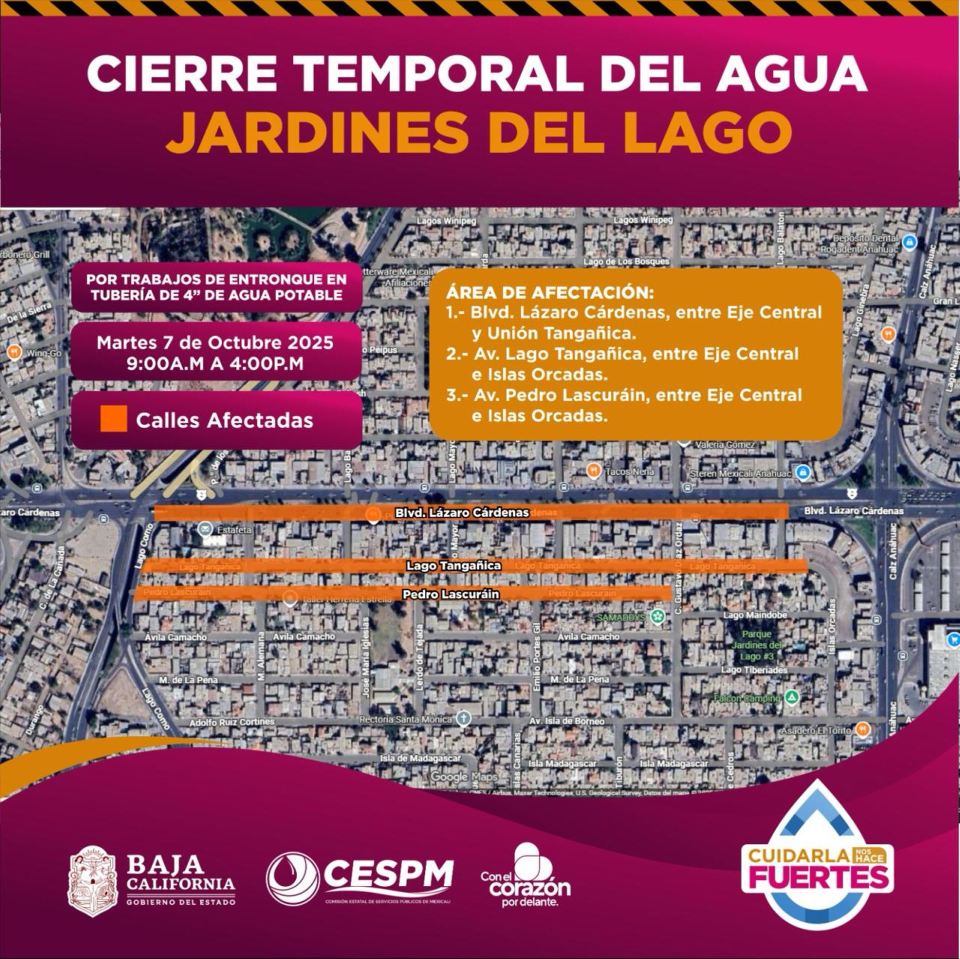 CESPM realizará cierres temporales del servicio de agua potable