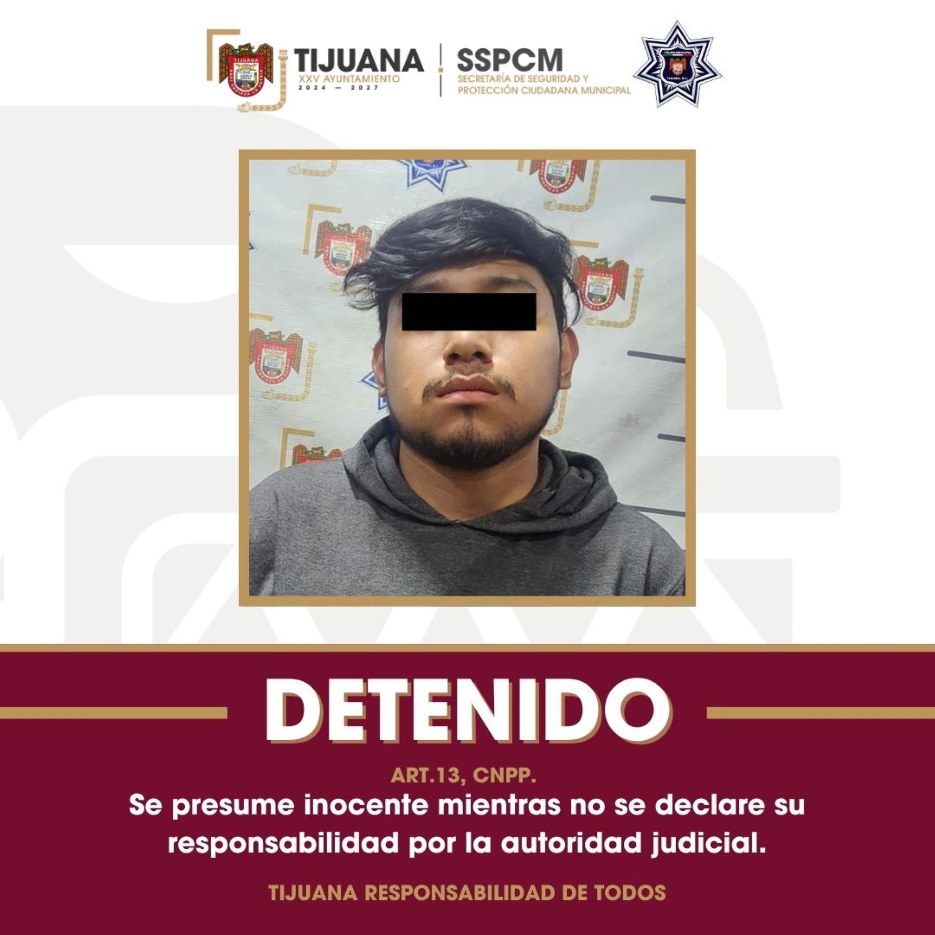 Arresta Policía Municipal de Tijuana a sujeto implicado en robo con violencia