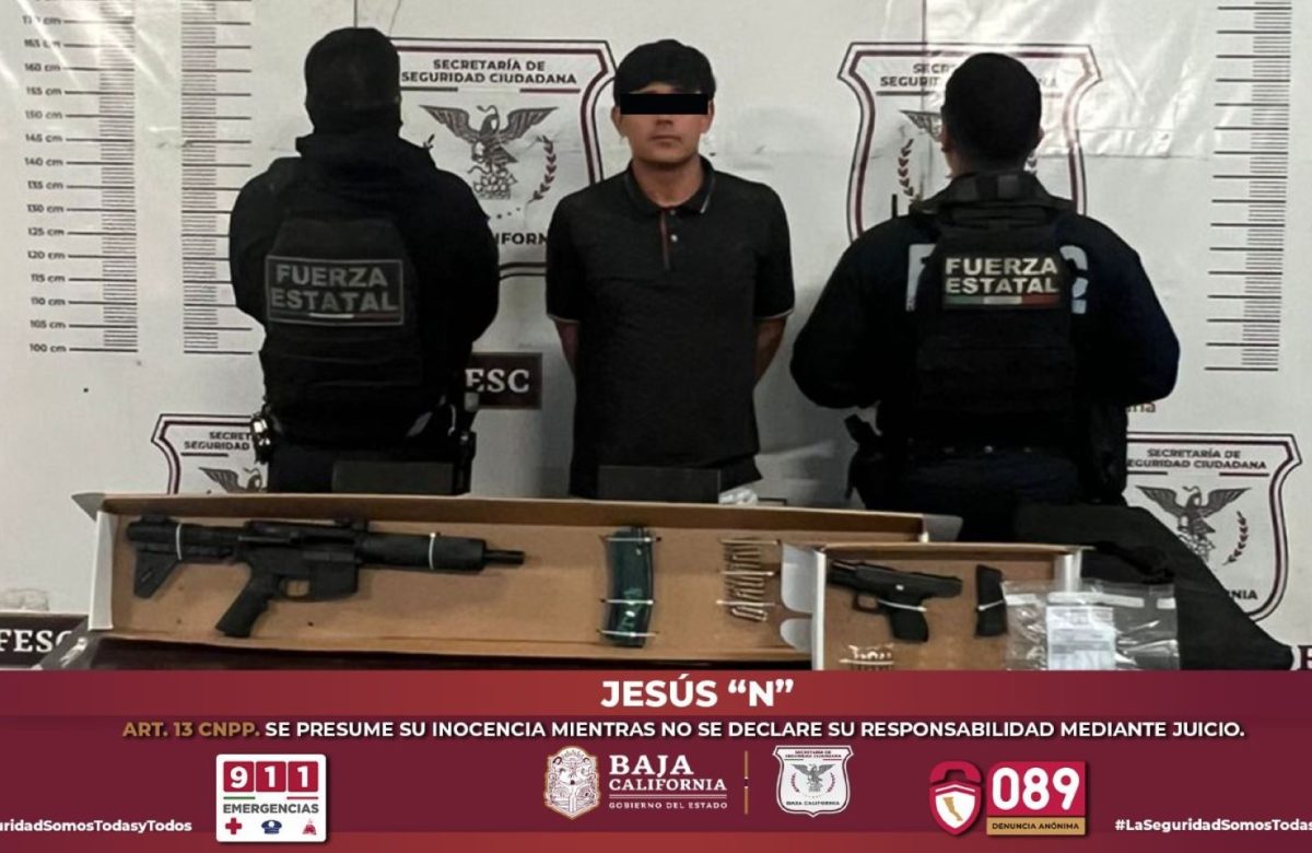 Asegura Fuerza Estatal marihuana y armas de fuego a presunto generador de violencia en Tijuana