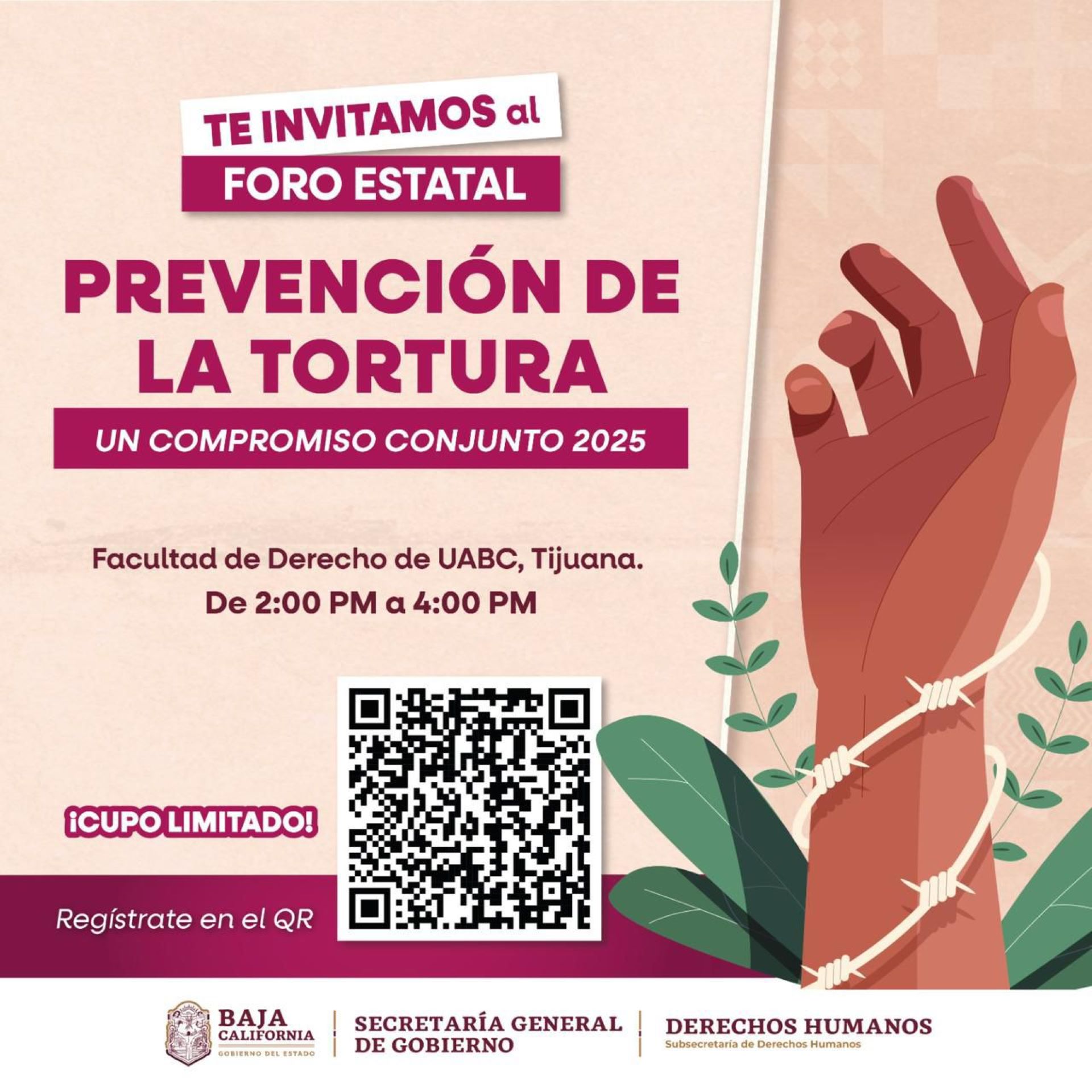 Convoca Gobierno de BC al Foro Estatal Prevención de la Tortura 2025