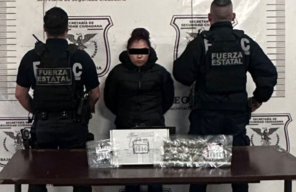 Fuerza Estatal asegura arma de fuego y droga en Tijuana; Mujer detenida