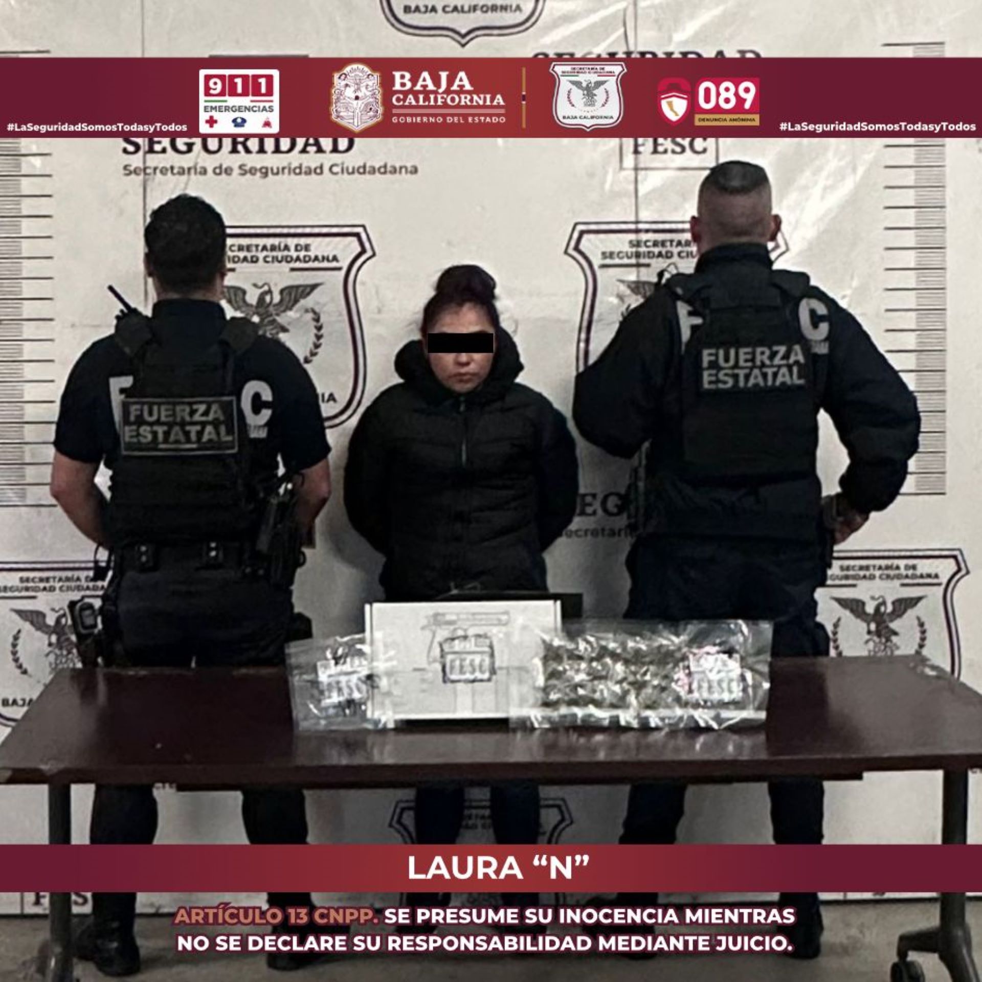 Fuerza Estatal asegura arma de fuego y droga en Tijuana; Mujer detenida