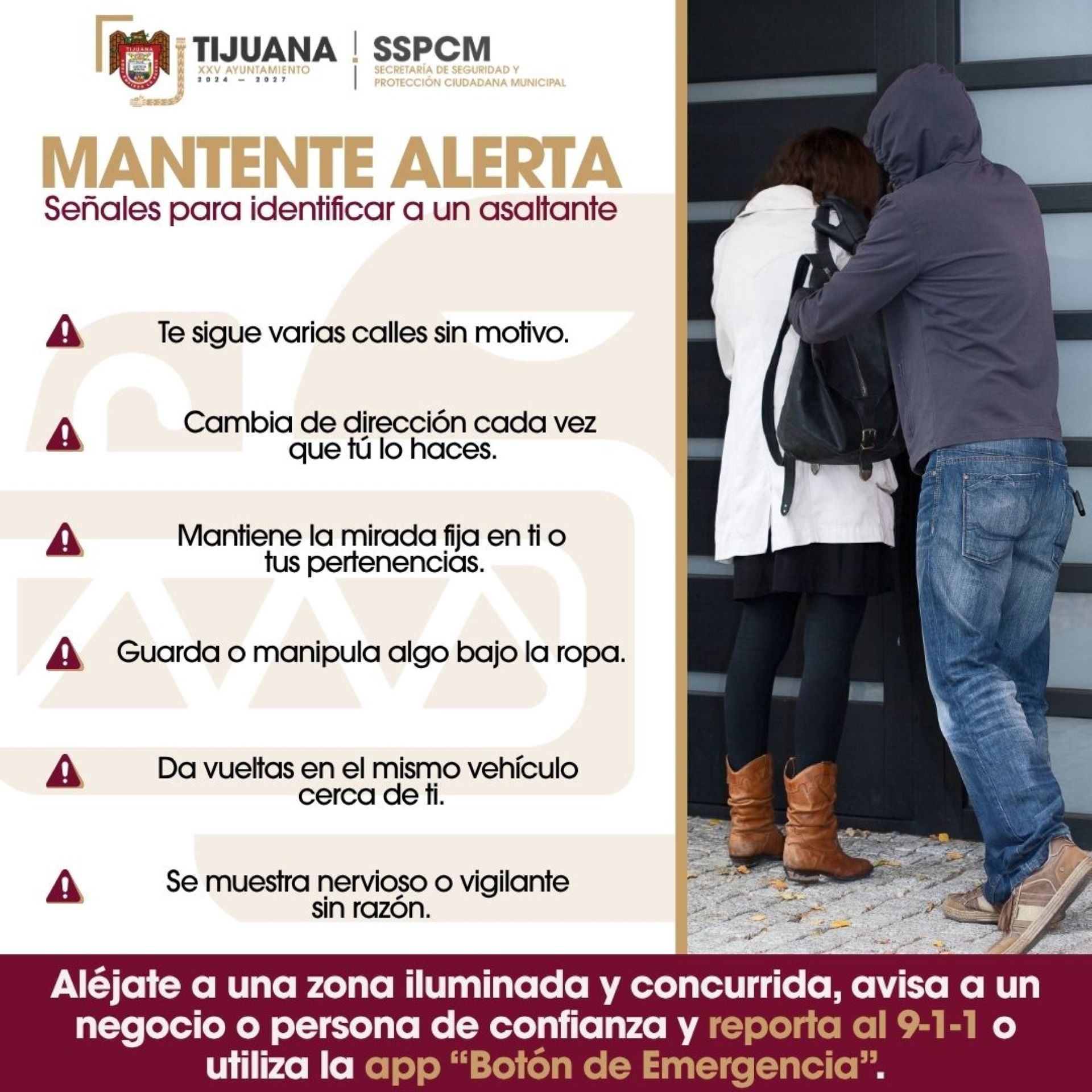 Invita SSPCM a estar alerta y prevenir robos en la vía pública