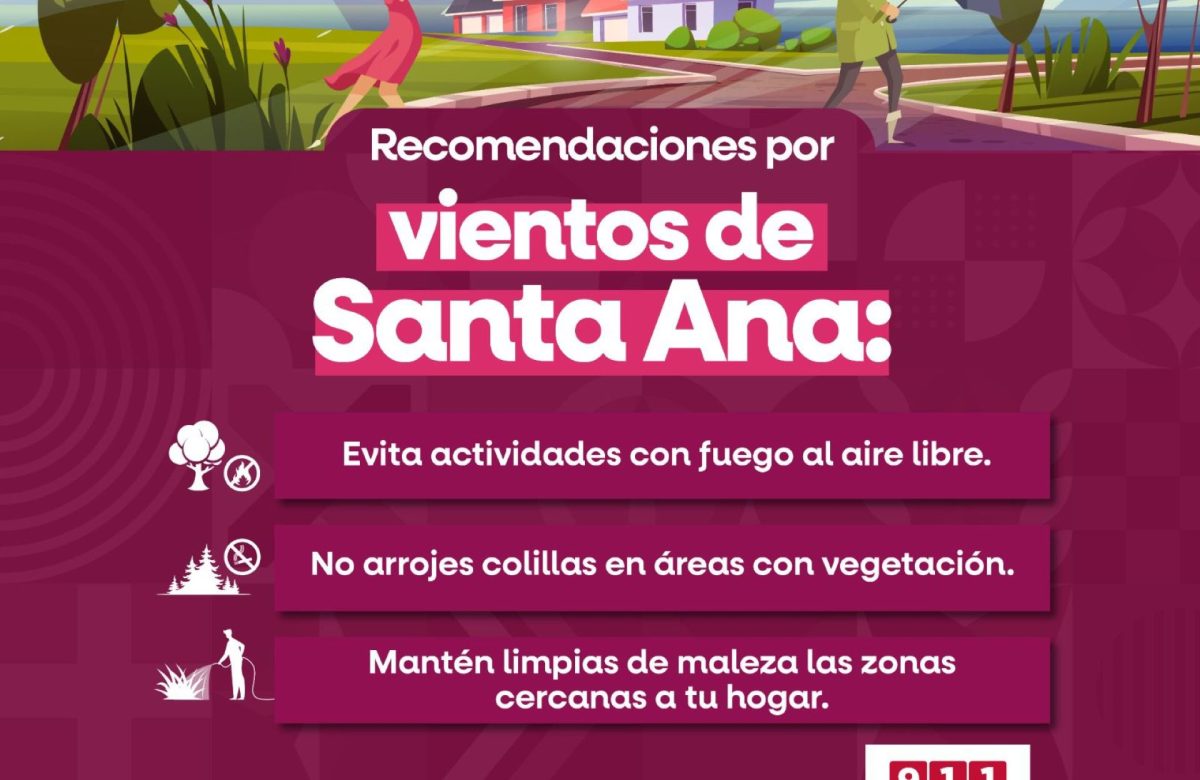 Prevé Protección Civil estatal vientos de Santa Ana en la franja costera de BC