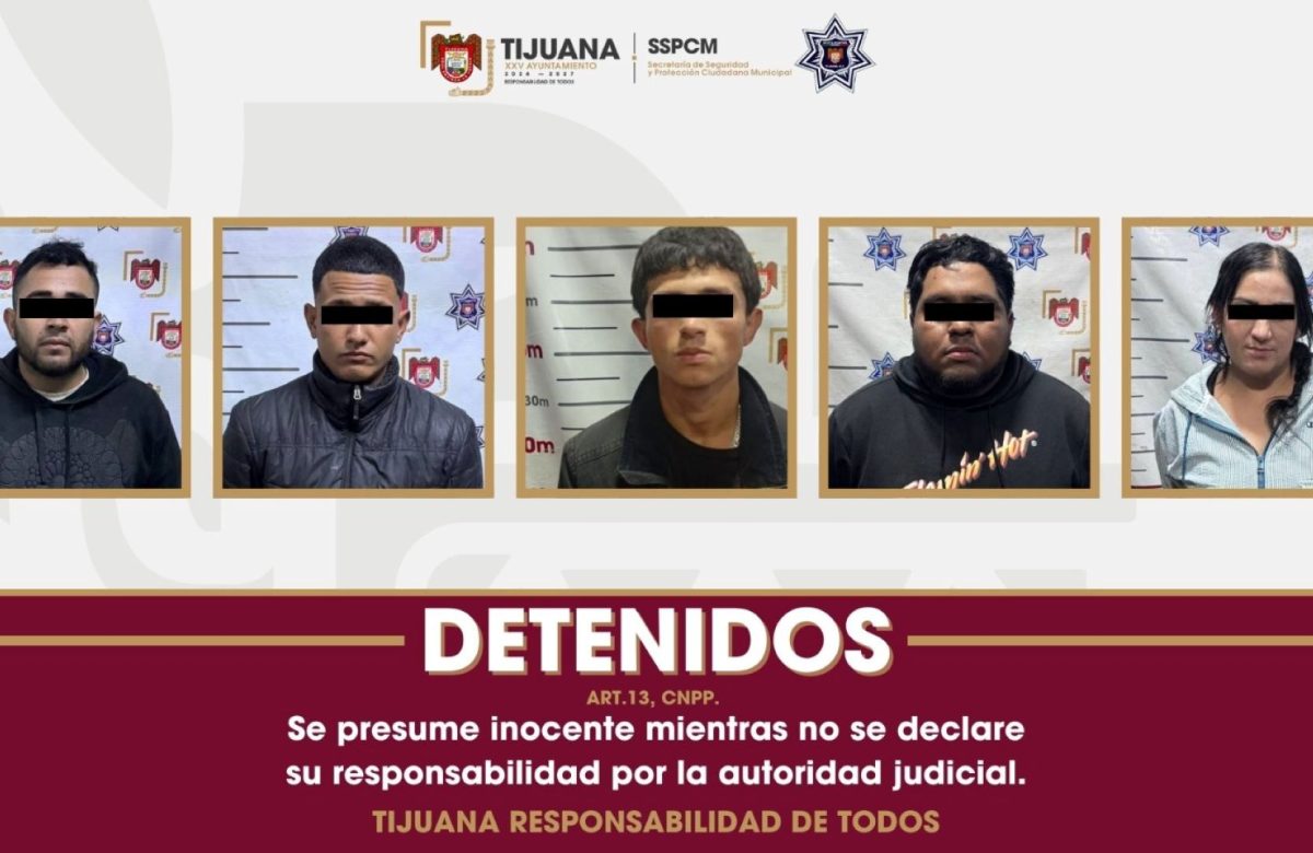 Aprehende Policía Municipal de Tijuana a cinco personas en posesión de armas de fuego