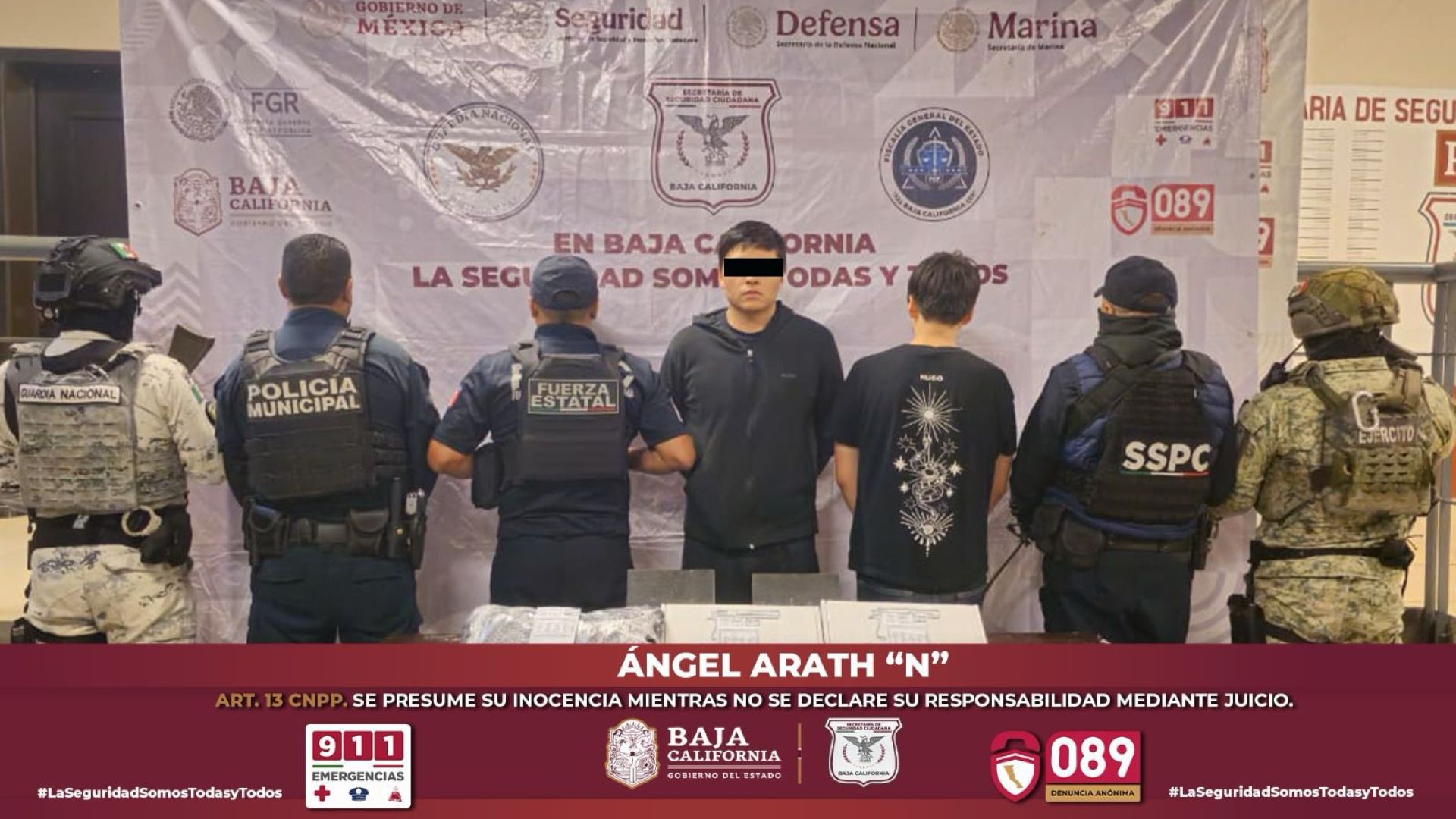 Detienen autoridades a dos jóvenes en Tijuana, les incautan droga y armas de fuego