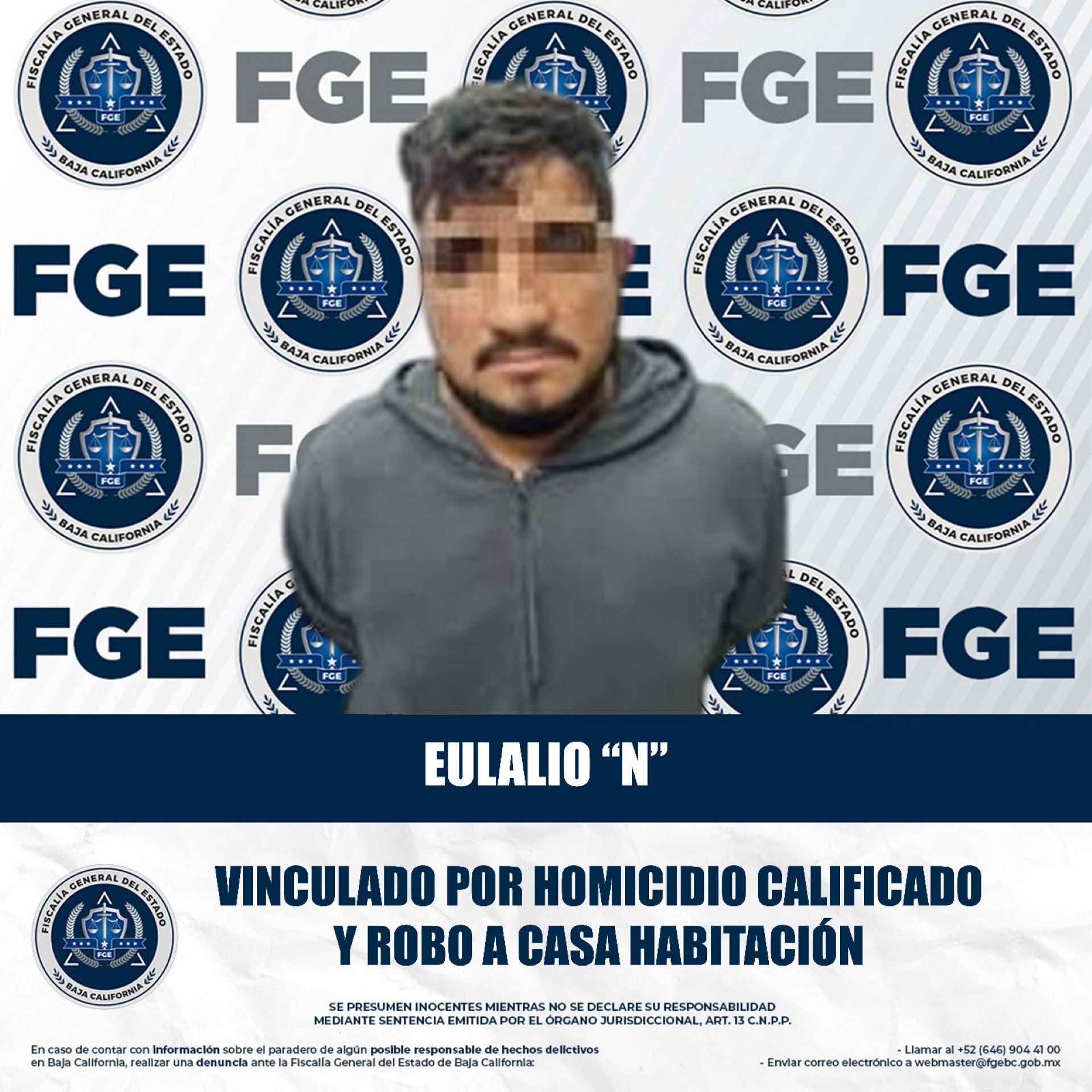 FGE obtiene vinculación a proceso contra un sujeto por homicidio calificado y robo a casa habitación