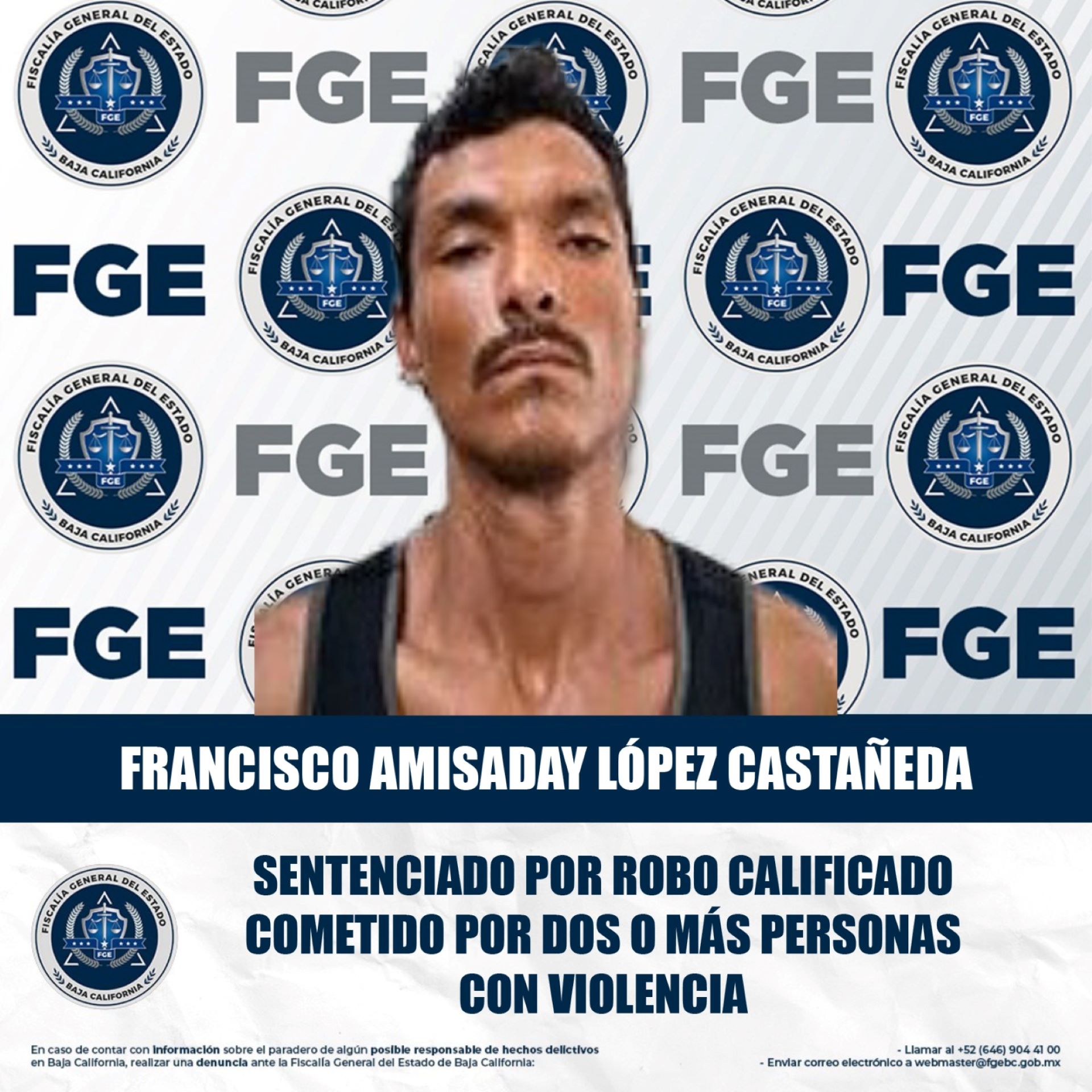 Obtiene Fiscalía sentencia de 5 años y seis meses de prisión contra asaltante de conductor de Indriver en Mexicali