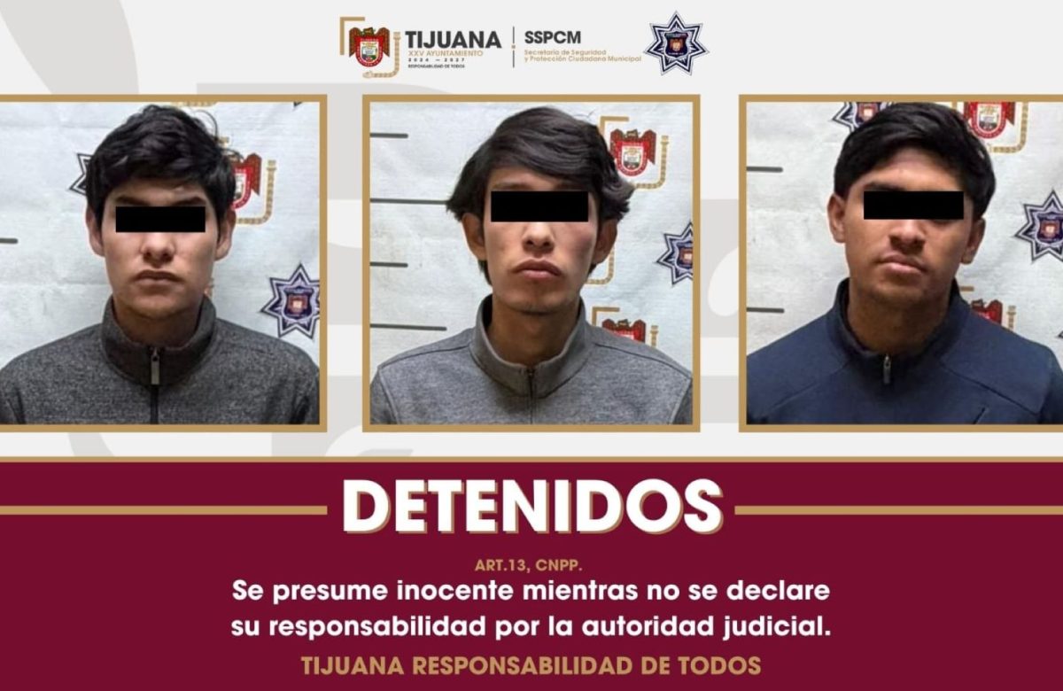 Detiene Policía Municipal de Tijuana a tres presuntos responsables de robo y cohecho