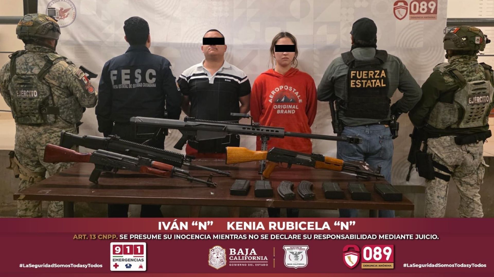 Hallan fusil barret y armas largas ocultos en un vehículo en Tijuana; hay dos detenidos