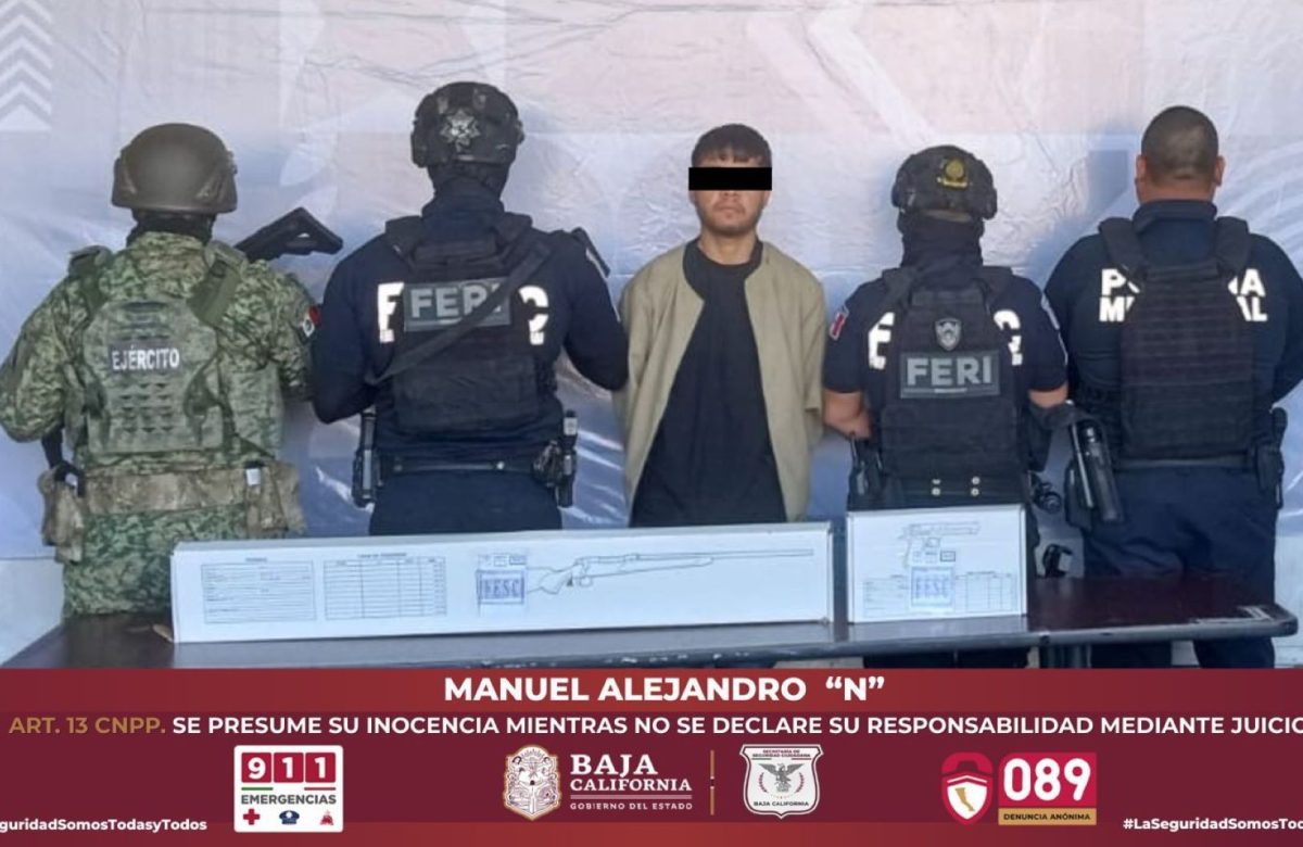 Asegura fuerza Estatal armas durante patrullaje en Mexicali; Un detenido