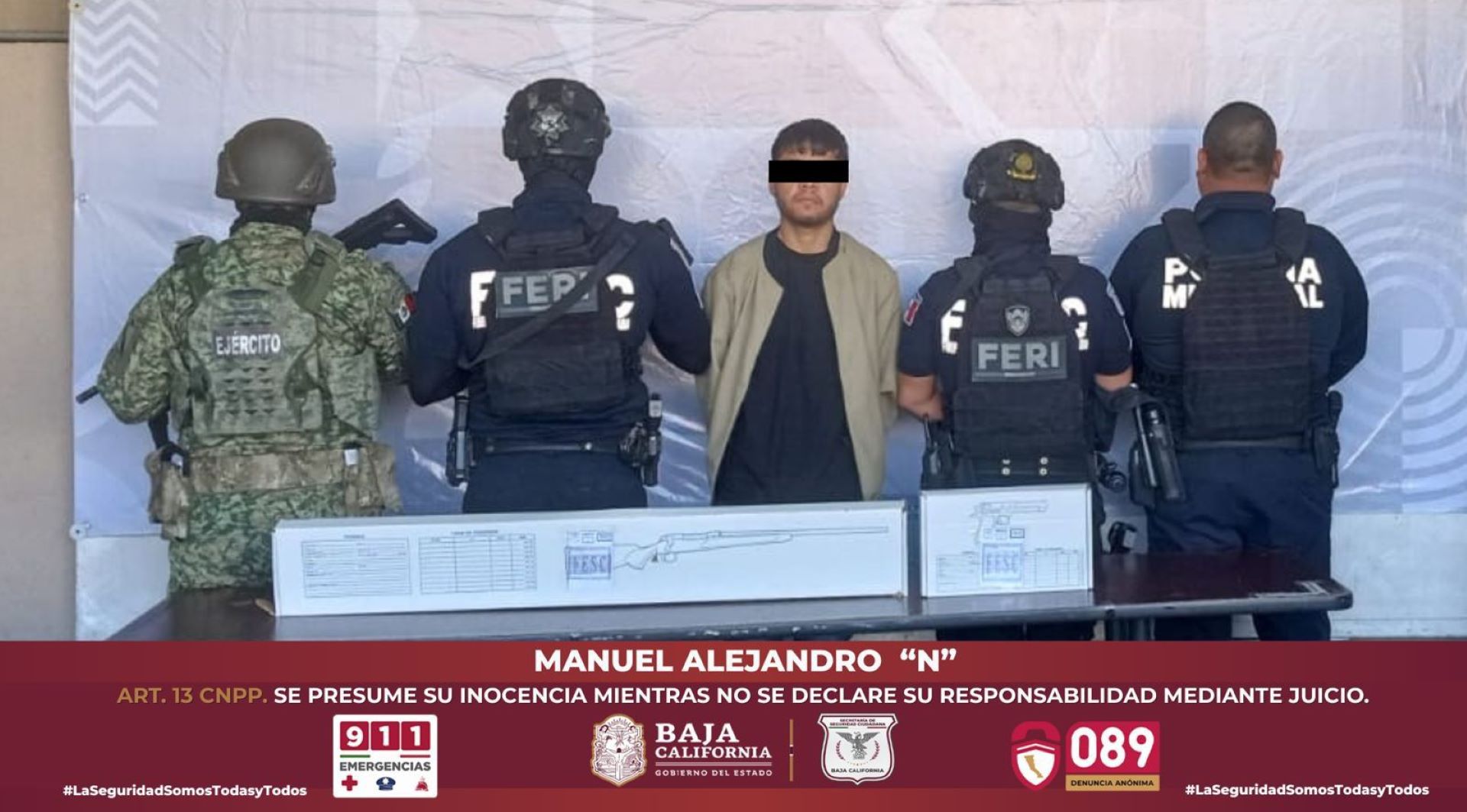 Asegura fuerza Estatal armas durante patrullaje en Mexicali; Un detenido