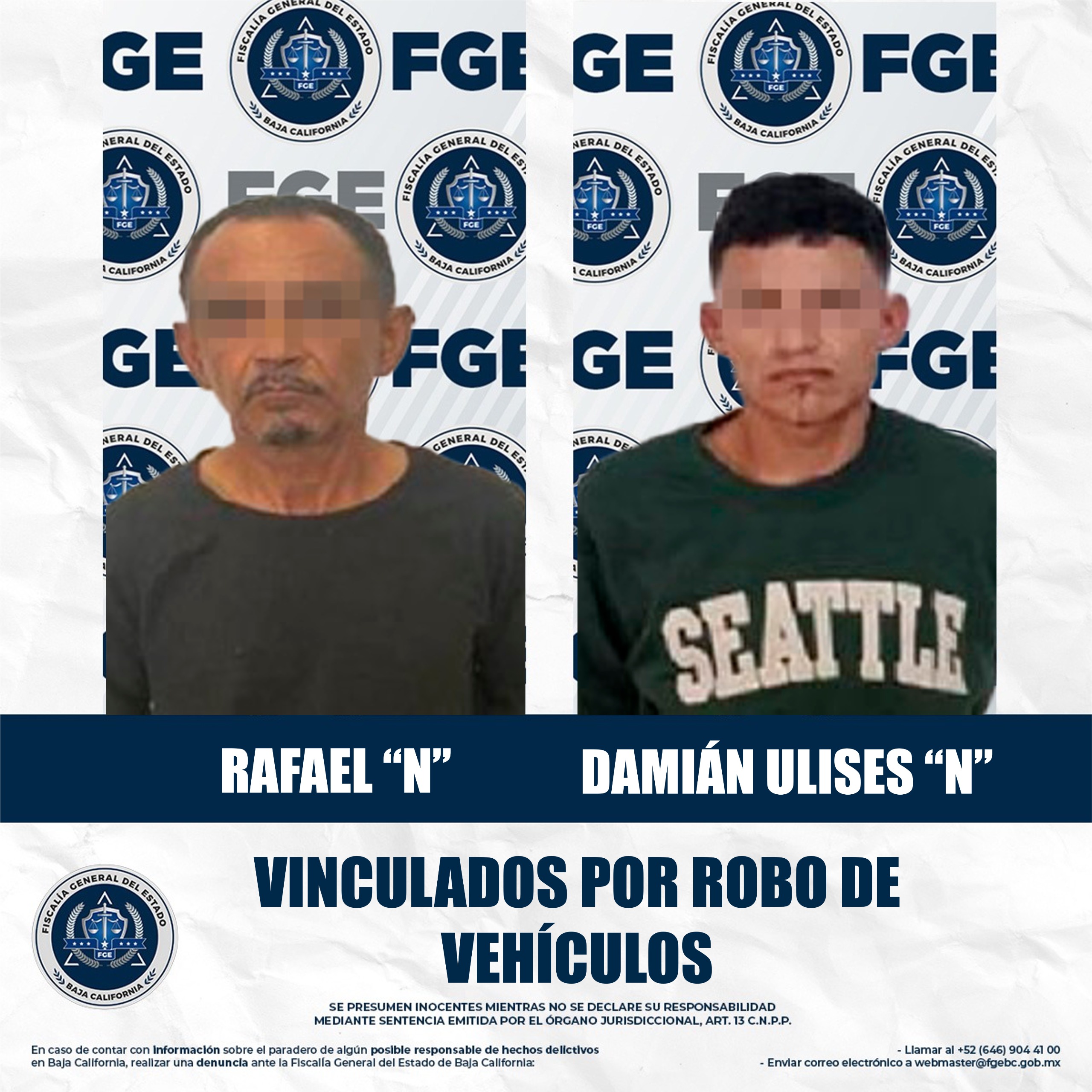 FGE obtiene vinculaciones a proceso por robo de vehículo