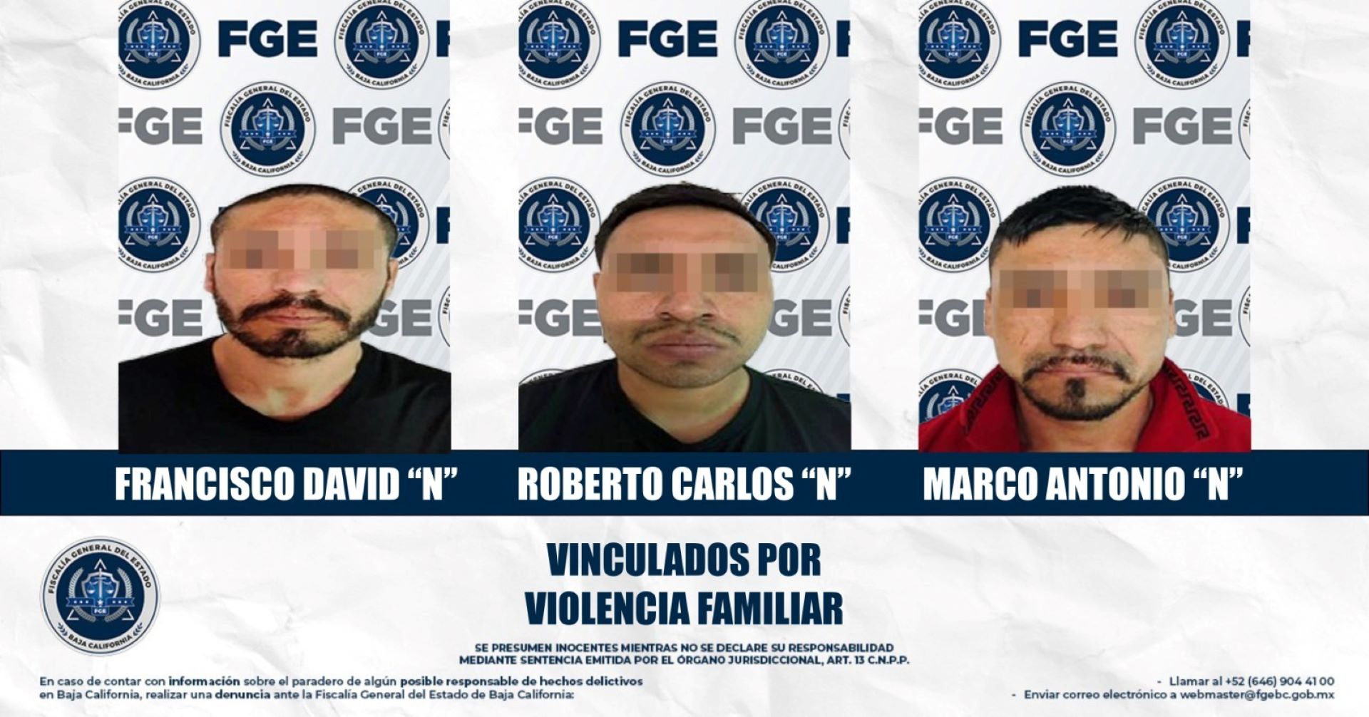 Fiscalía obtiene vinculación a proceso contra tres imputados por violencia familiar