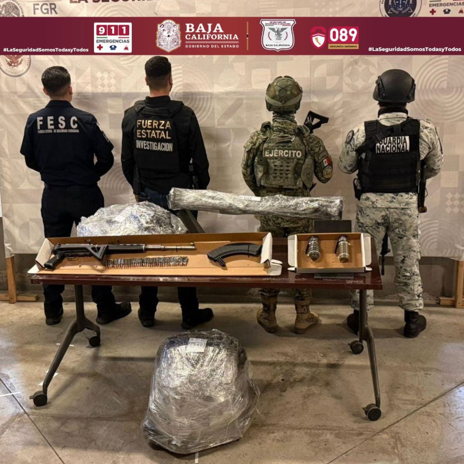 Golpe a la delincuencia: incautan autoridades armamento de alto poder y equipo táctico en Valle de las Palmas