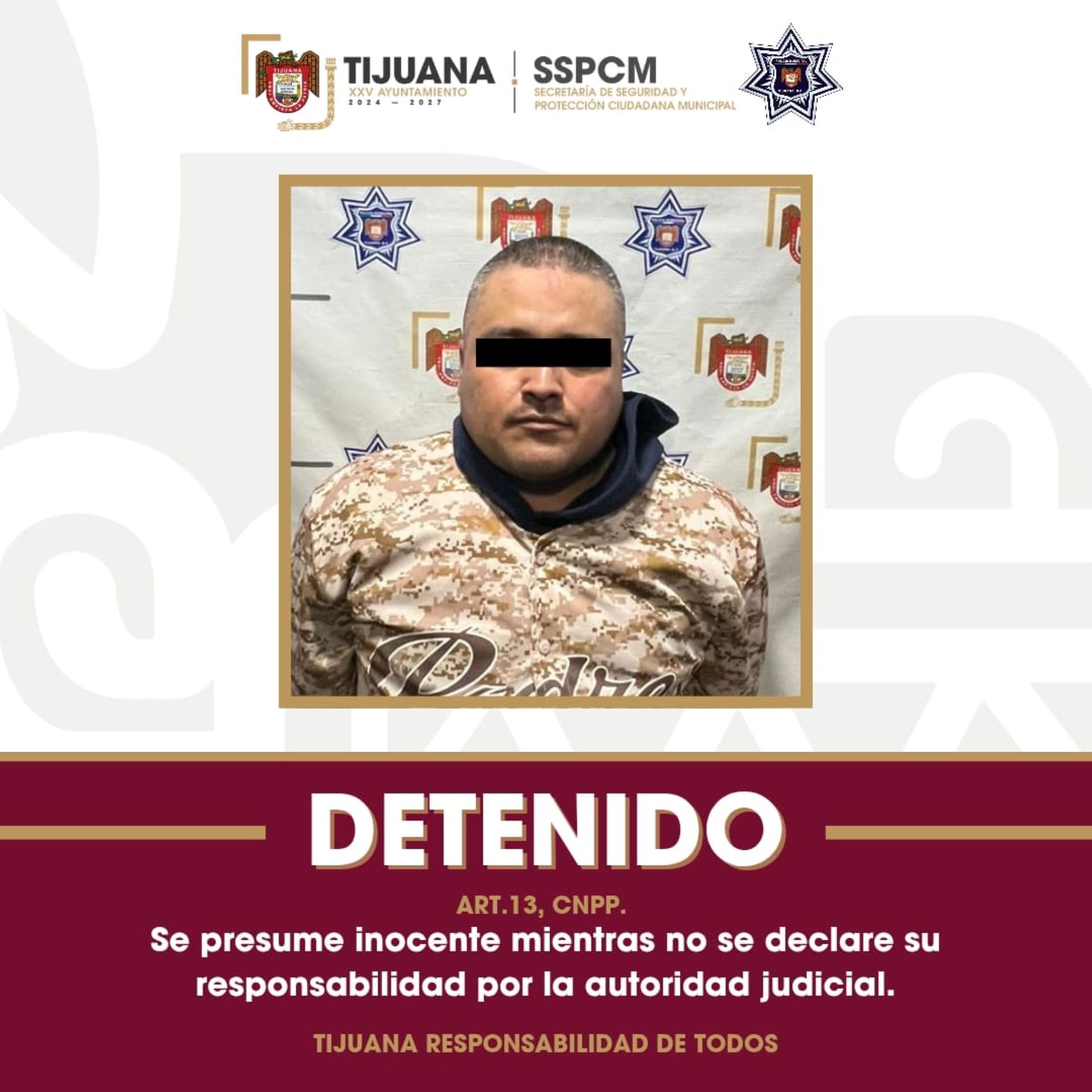 Detiene Policía Municipal de Tijuana a persona en posesión de presunta droga en Zona Río