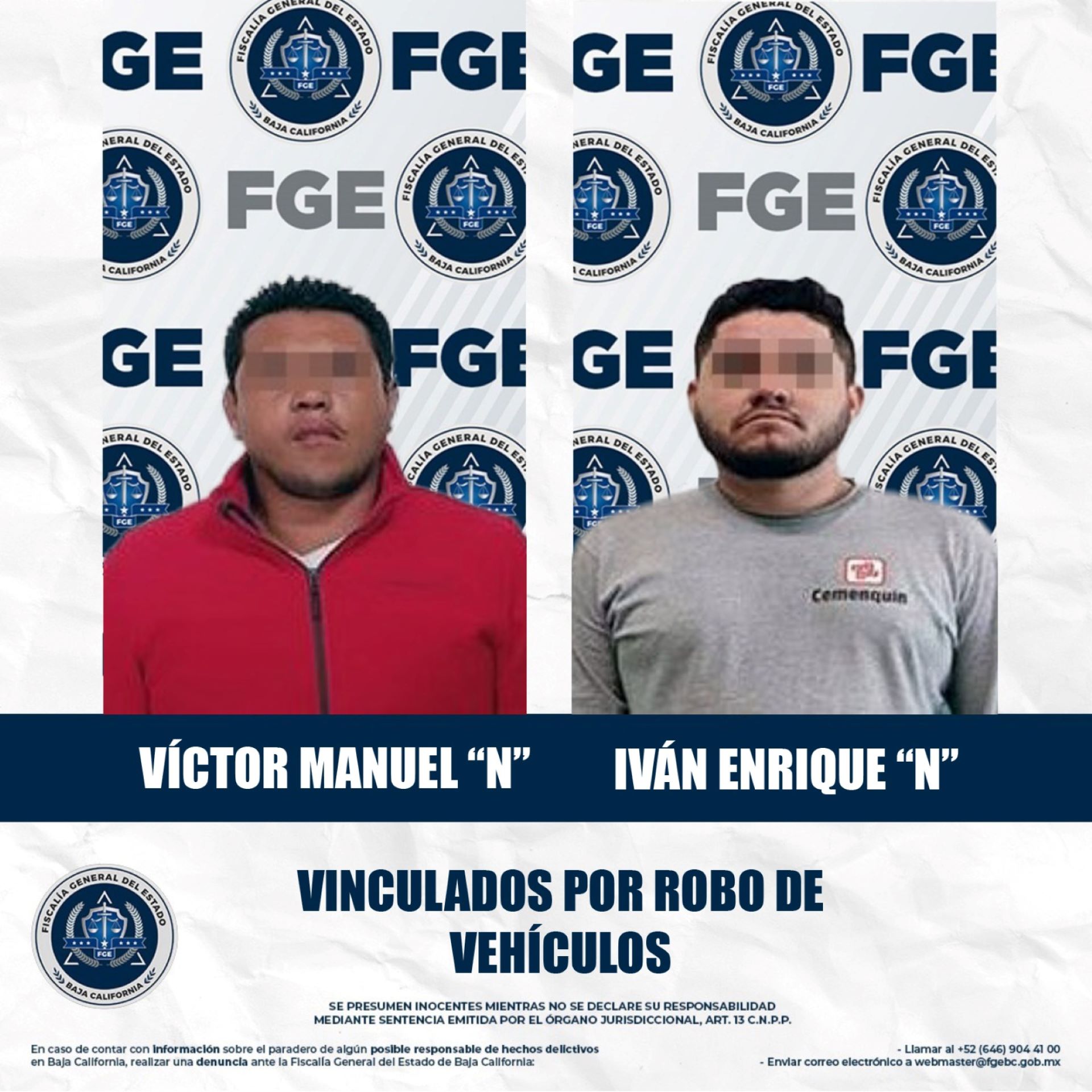 Obtiene Fiscalía vinculación de dos sujetos relacionados en delitos de robo de vehículo