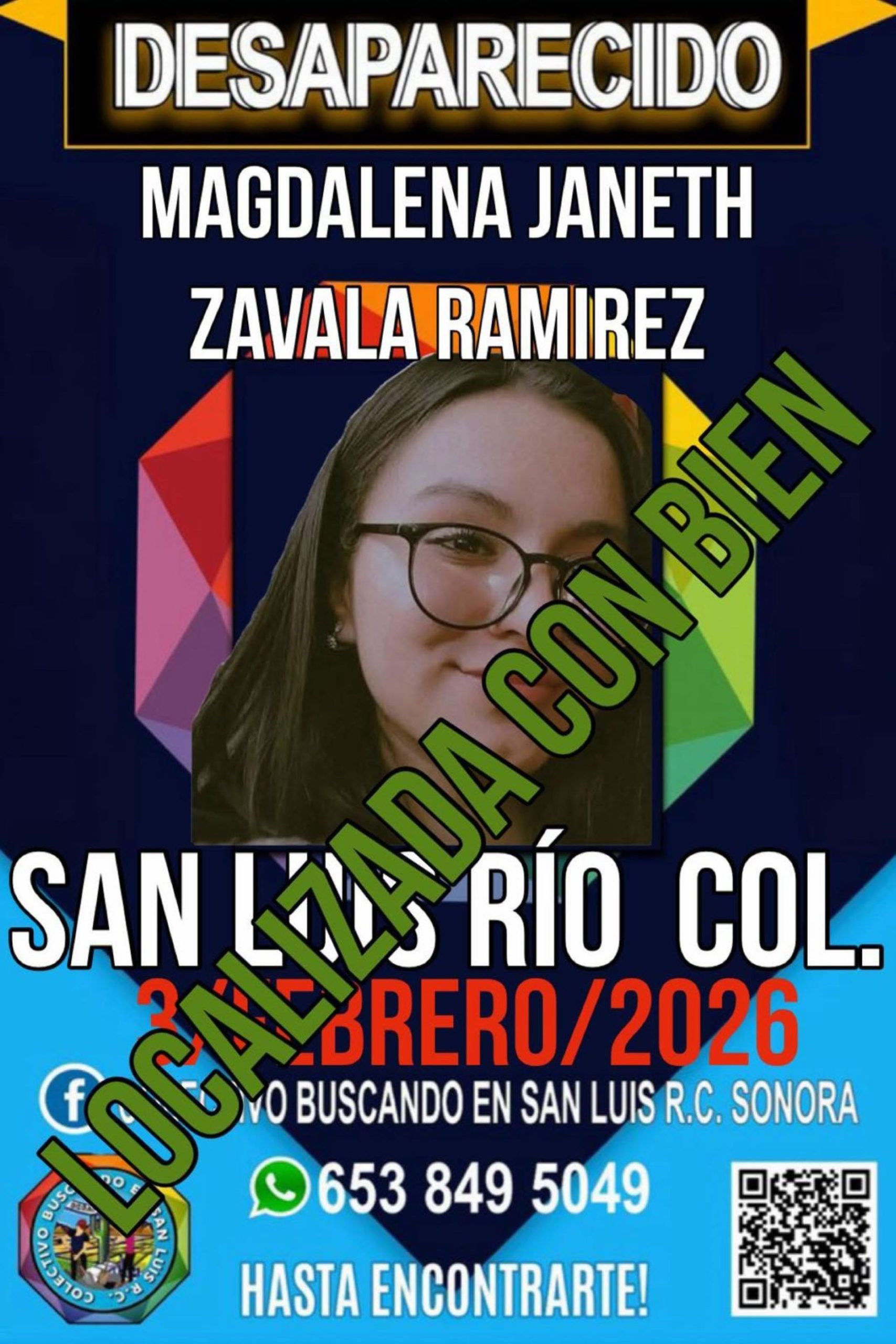 Localizada sana y a salvo a joven reportada como persona desaparecida en San Luis Río Colorado