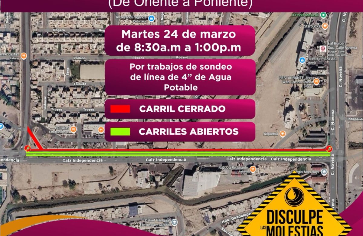 CESPM anuncia suspensión de agua en Paseos del Sol y cierre parcial en calzada Independencia por trabajos de infraestructura