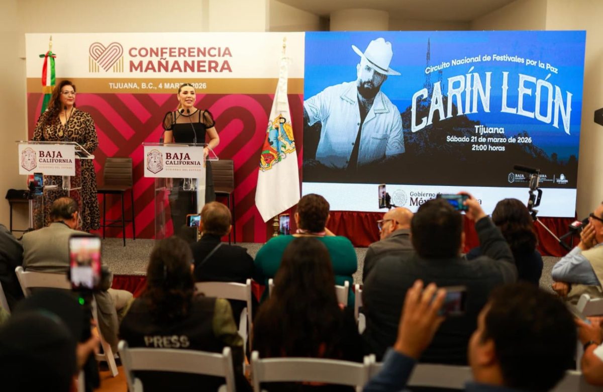 En Tijuana iniciará la ruta del circuito nacional de festivales por la paz con Carín León: anuncia gobernadora Marina del Pilar