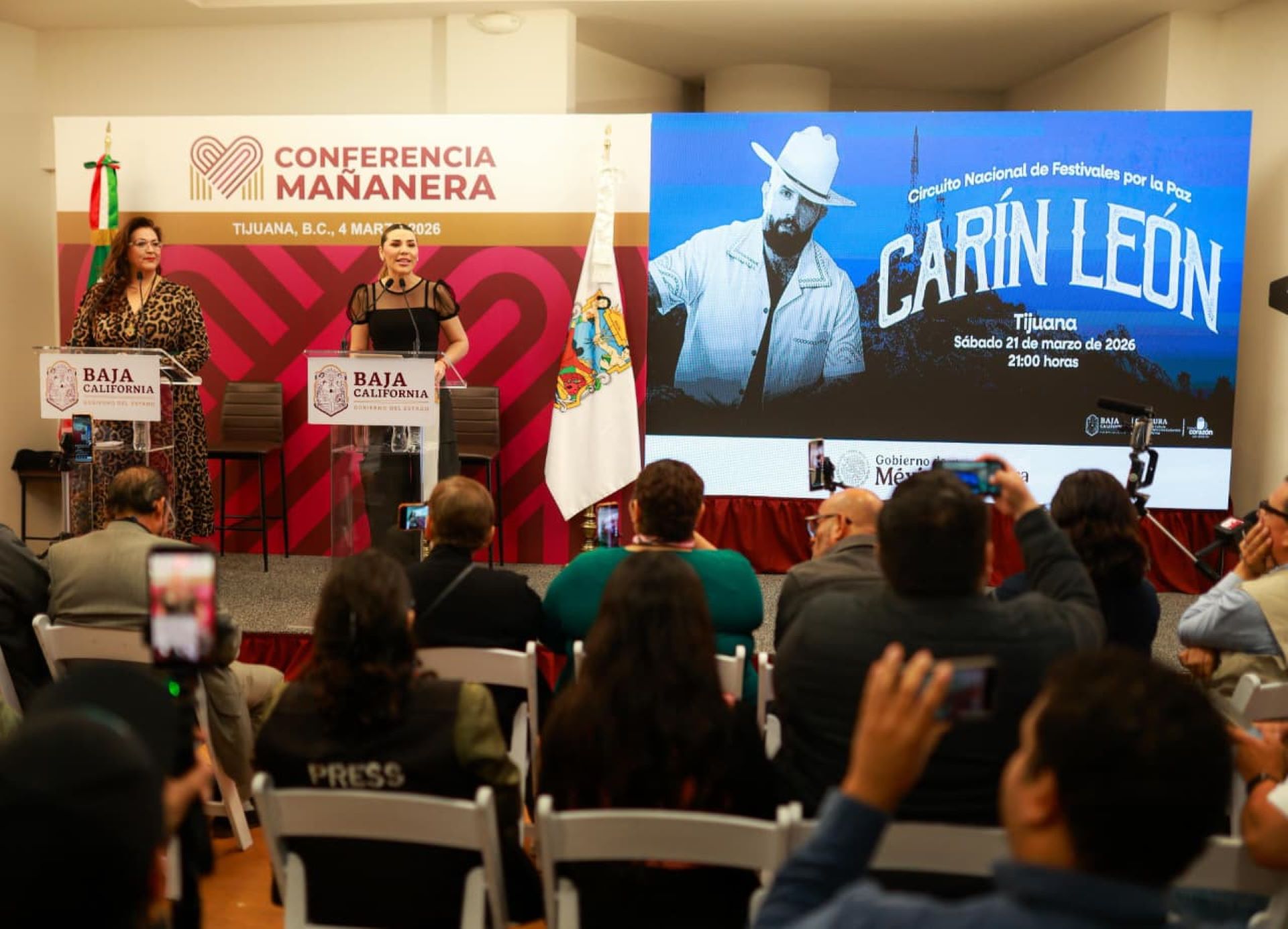 En Tijuana iniciará la ruta del circuito nacional de festivales por la paz con Carín León: anuncia gobernadora Marina del Pilar