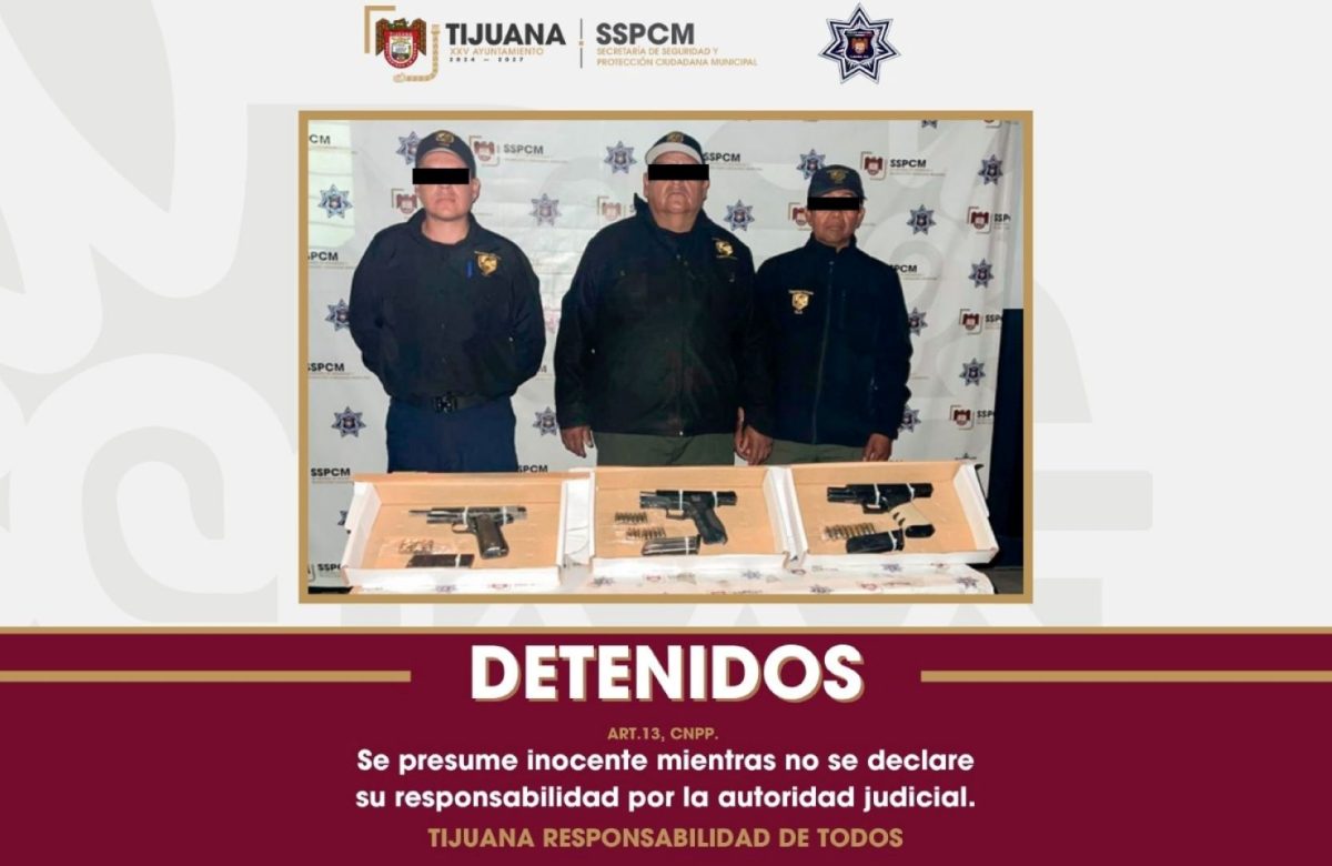 Detiene Policía Municipal de Tijuana a tres personas por portación de arma de fuego