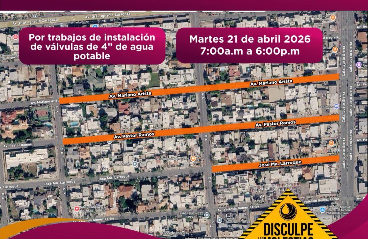 CESPM anuncia suspensión temporal del servicio de agua en distintas colonias de Mexicali y el Valle