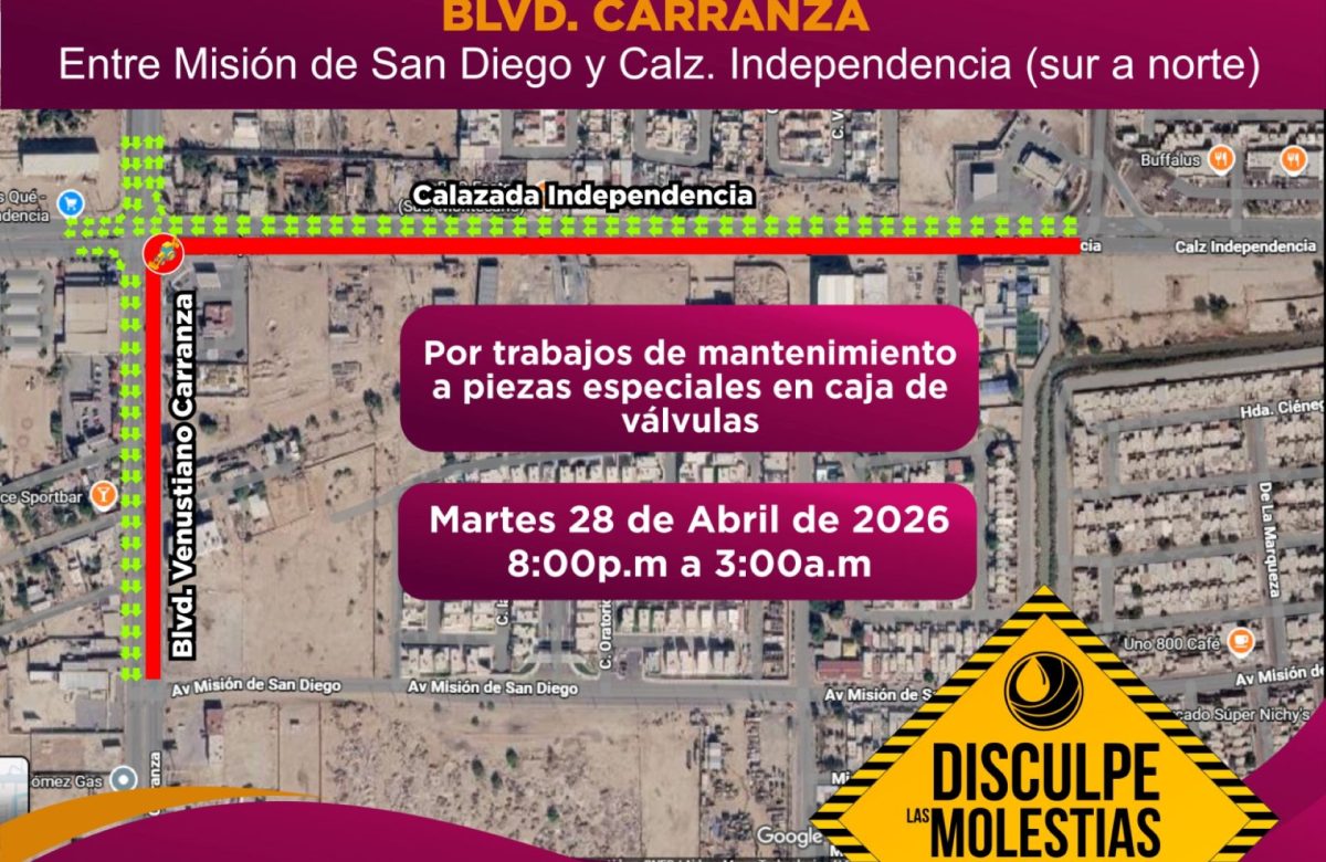 CESPM anuncia cierre temporal de vialidades por trabajos de mantenimiento