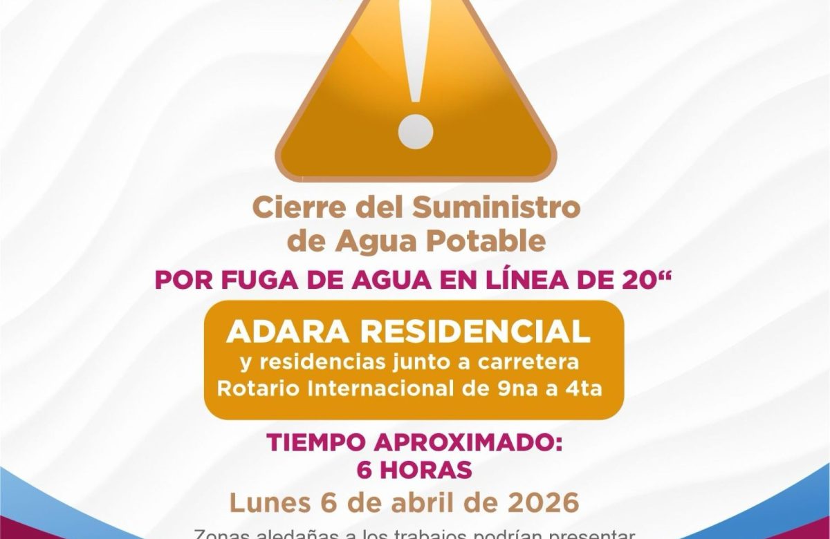 CESPM anuncia cierre temporal de suministro y vialidad por trabajos de reparación