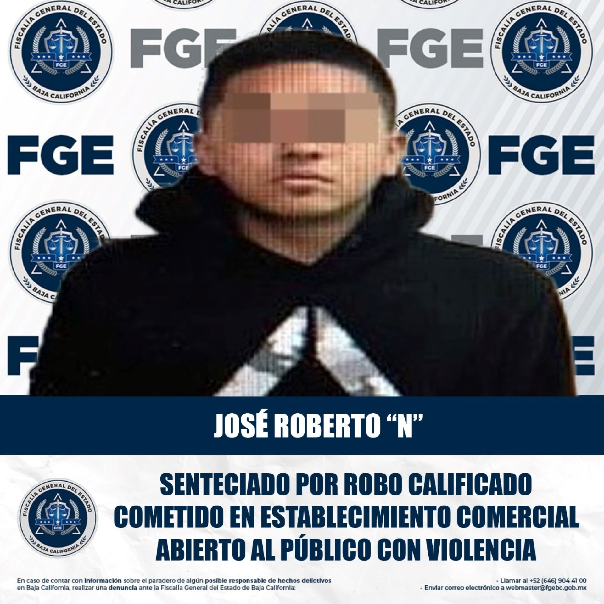 FGE logra sentencia condenatoria contra acusado por robo calificado cometido en establecimiento comercial abierto al público con violencia